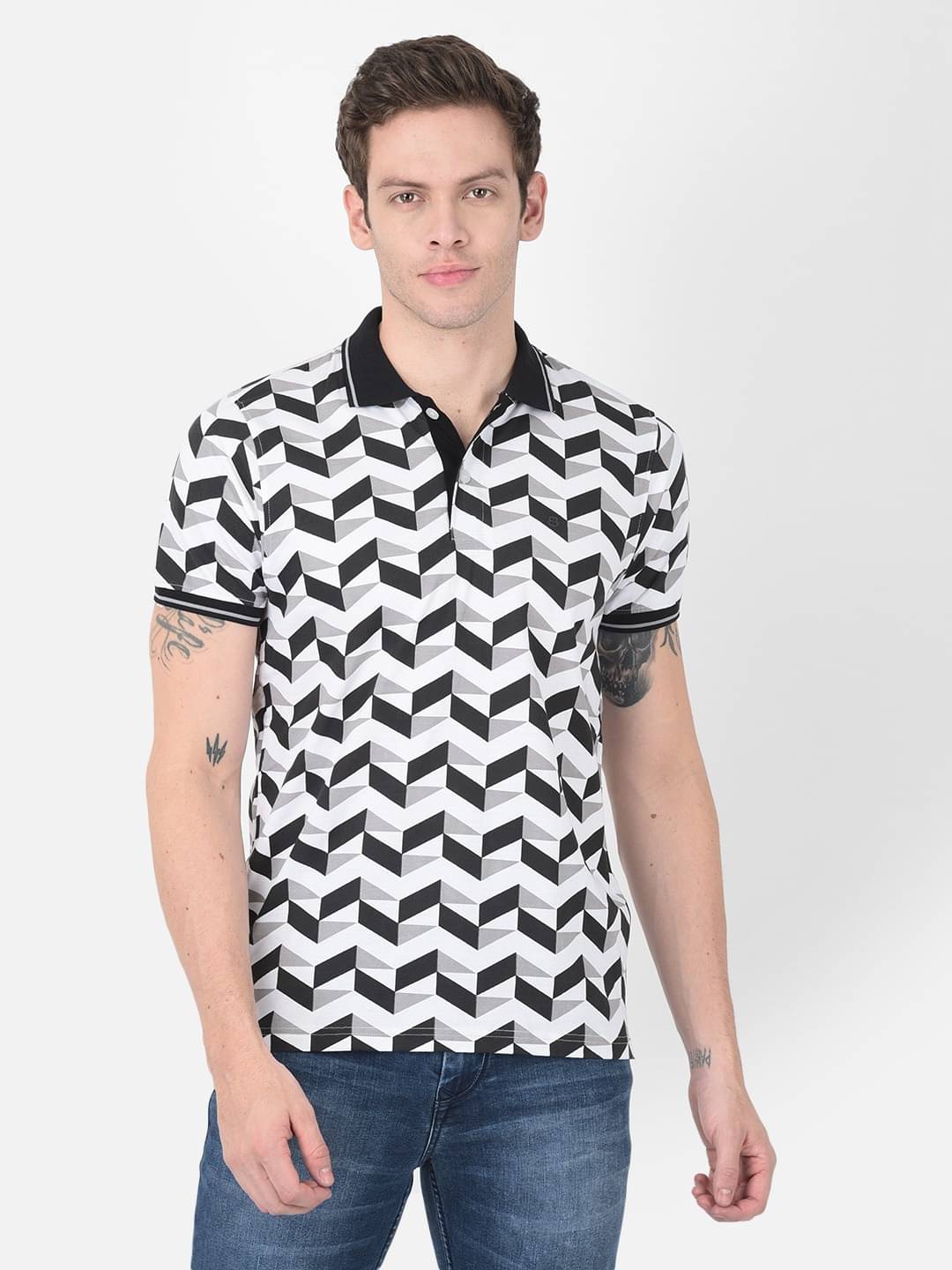     			BERRYBLUES 100% Cotton Regular Fit Printed Half Sleeves Men's V-Neck T-Shirt - White ( Pack of 1 )