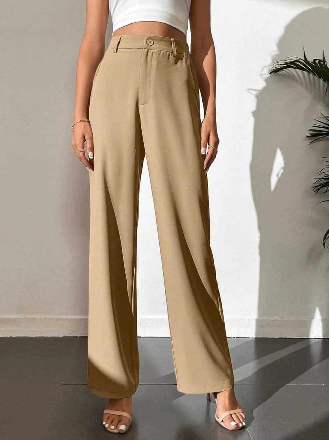     			Broadstar Pack of 1 Polyester Straight Women's Casual Pants ( Beige )