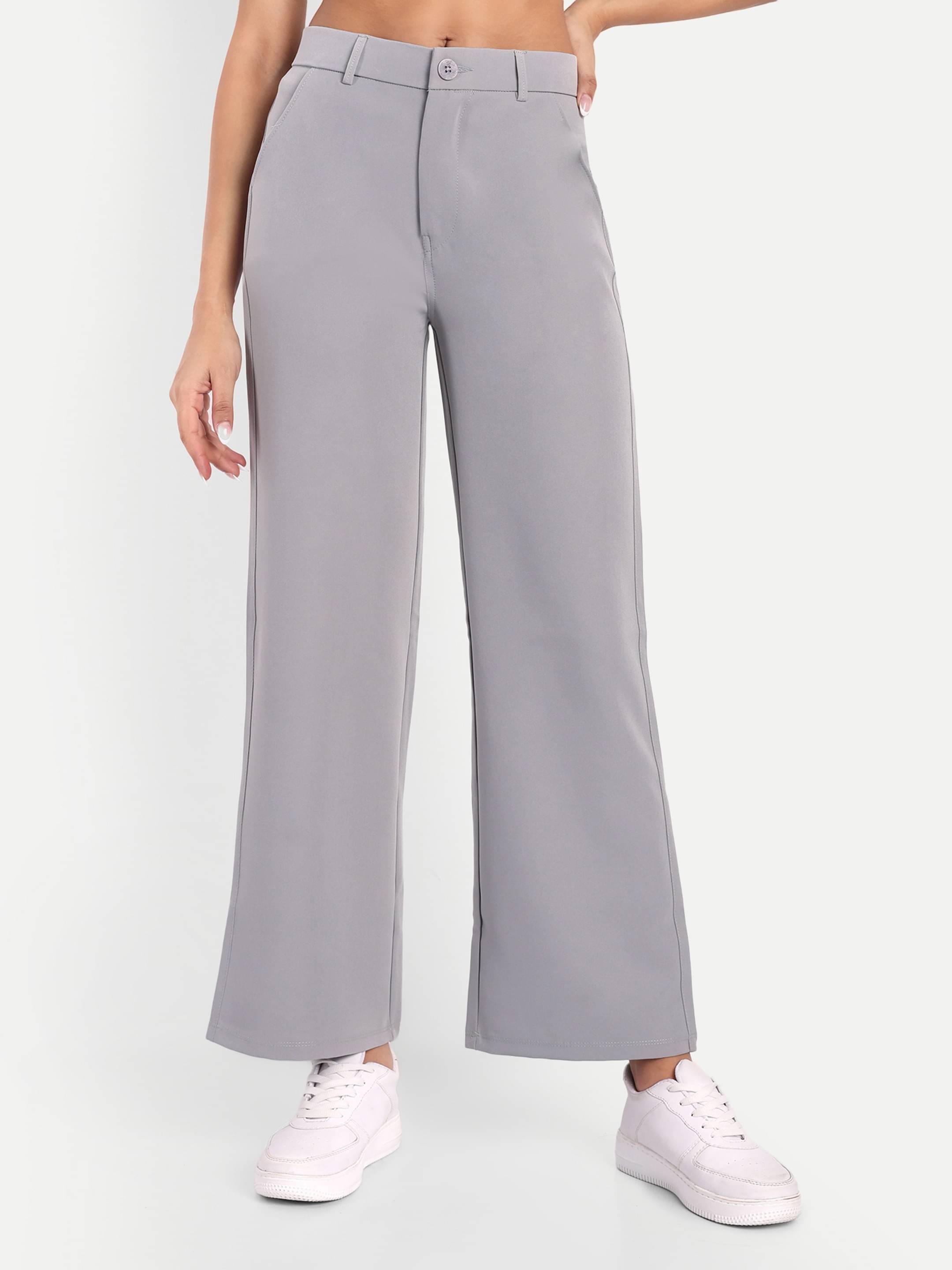     			Broadstar Pack of 1 Polyester Straight Women's Casual Pants ( Light Grey )