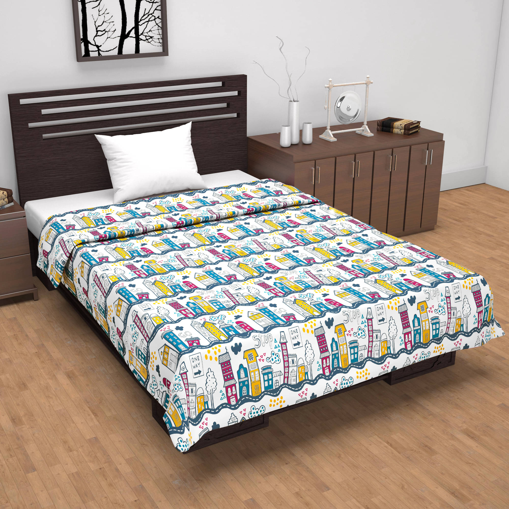 DIVINE CASA Cotton Abstract Printed Single Bed Blanket ( 210 cm x 140 cm ) - White ( Pack of 1 ) DIVINE CASA Cotton Abstract Printed Single Bed Blanket ( 210 cm x 140 cm ) - White ( Pack of 1 )