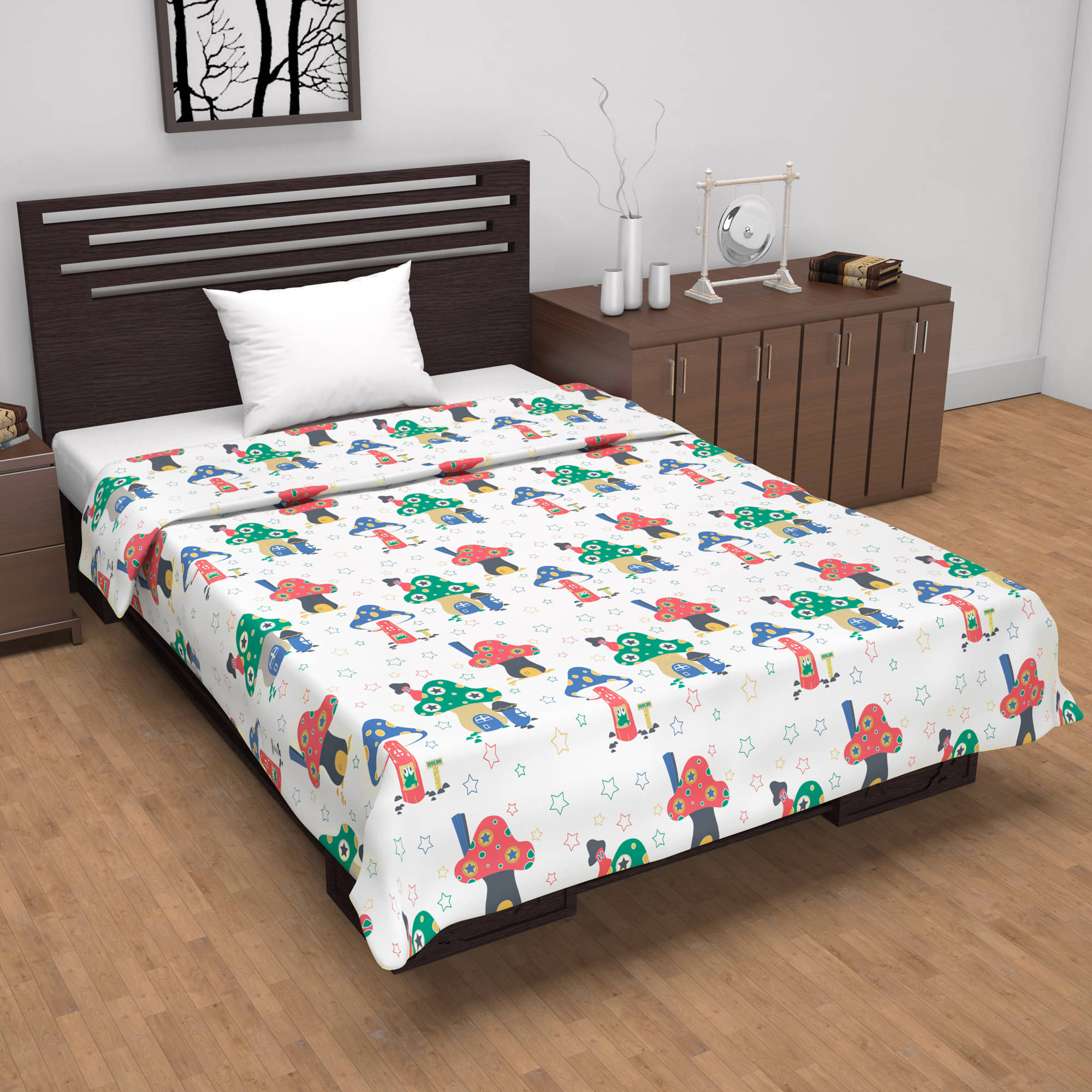     			DIVINE CASA Cotton Abstract Printed Single Bed Blanket ( 210 cm x 140 cm ) - White ( Pack of 1 )