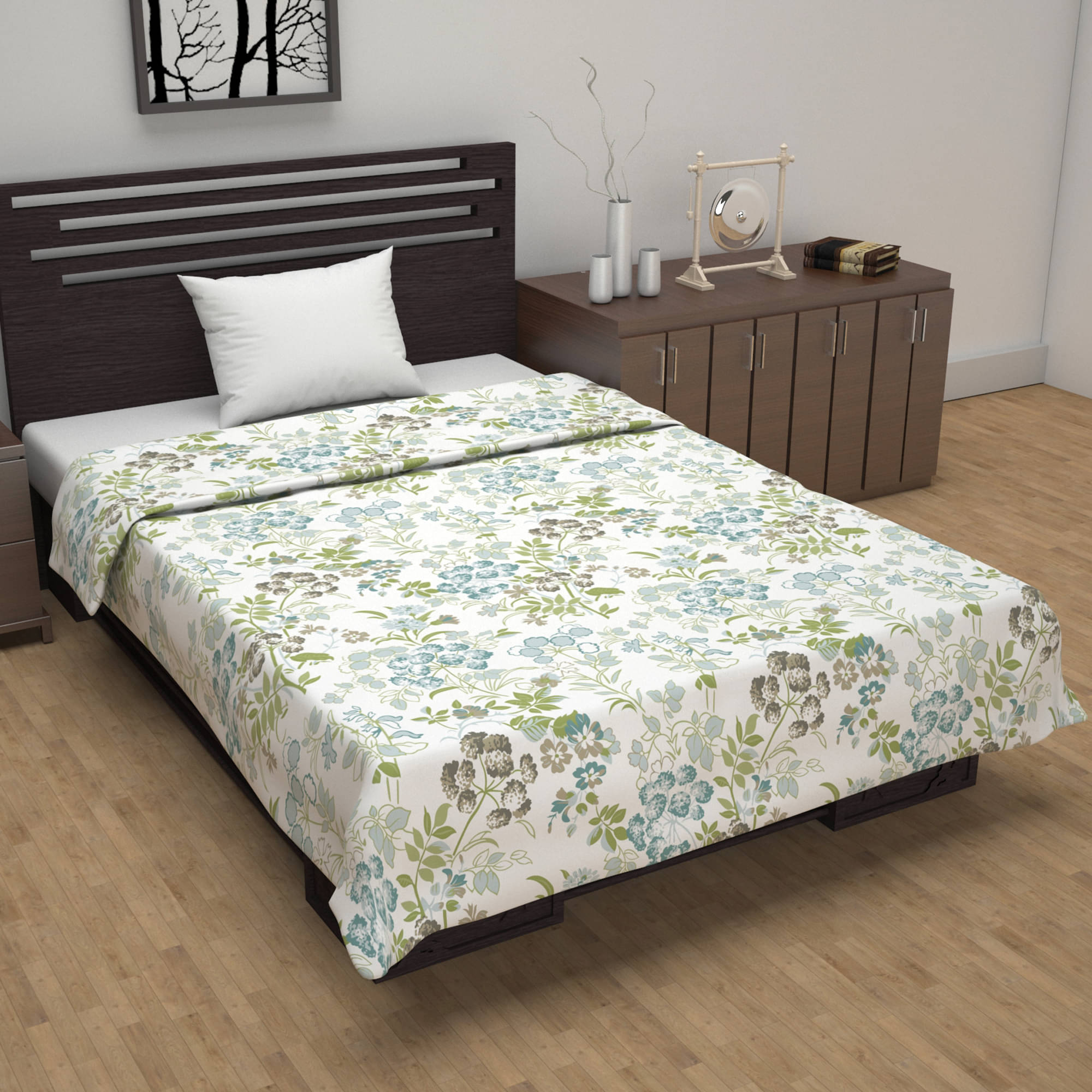 DIVINE CASA Cotton Floral Printed Single Bed Blanket ( 210 cm x 140 cm ) - Green ( Pack of 1 ) DIVINE CASA Cotton Floral Printed Single Bed Blanket ( 210 cm x 140 cm ) - Green ( Pack of 1 )