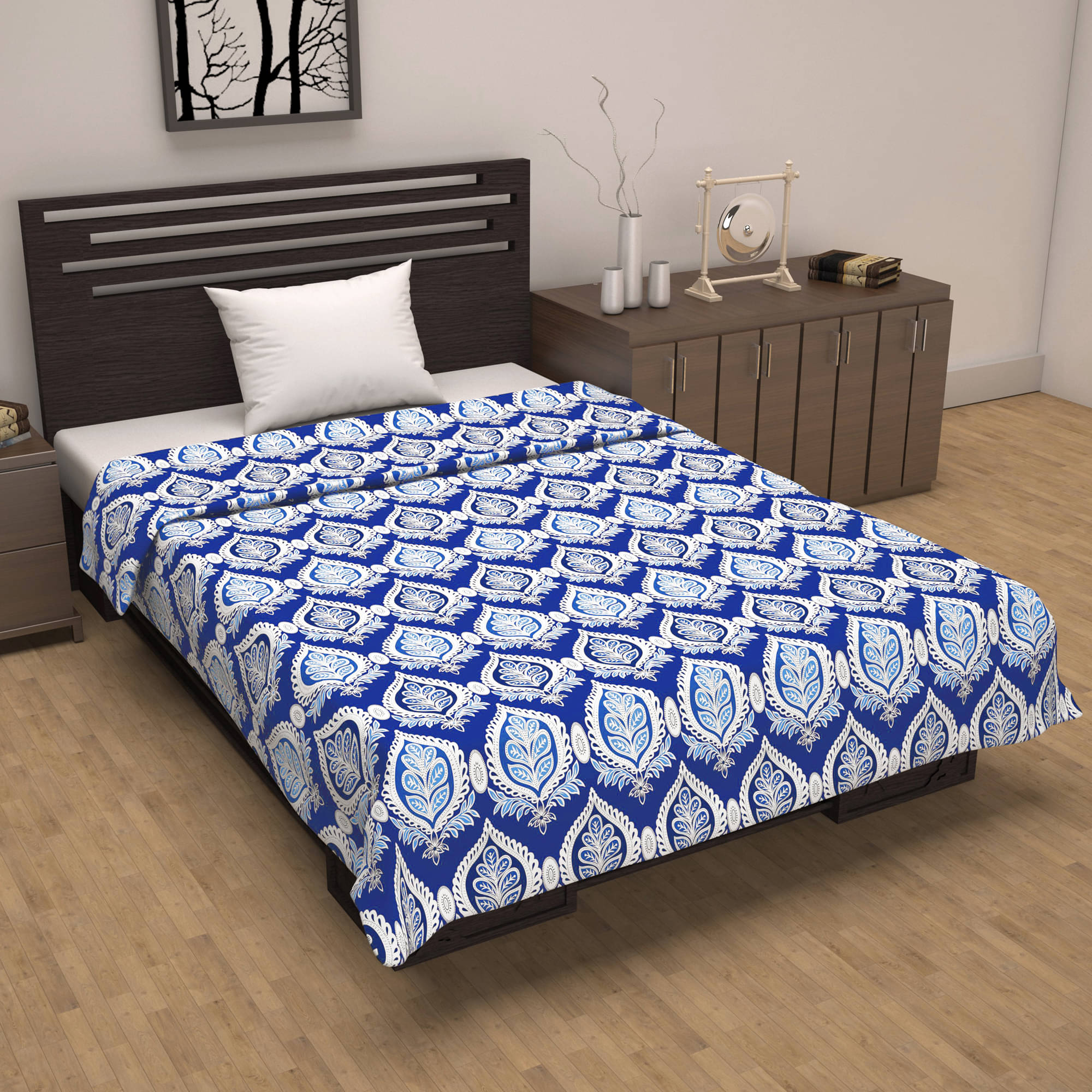 DIVINE CASA Cotton Floral Printed Single Bed Blanket ( 210 cm x 140 cm ) - Blue ( Pack of 1 ) DIVINE CASA Cotton Floral Printed Single Bed Blanket ( 210 cm x 140 cm ) - Blue ( Pack of 1 )