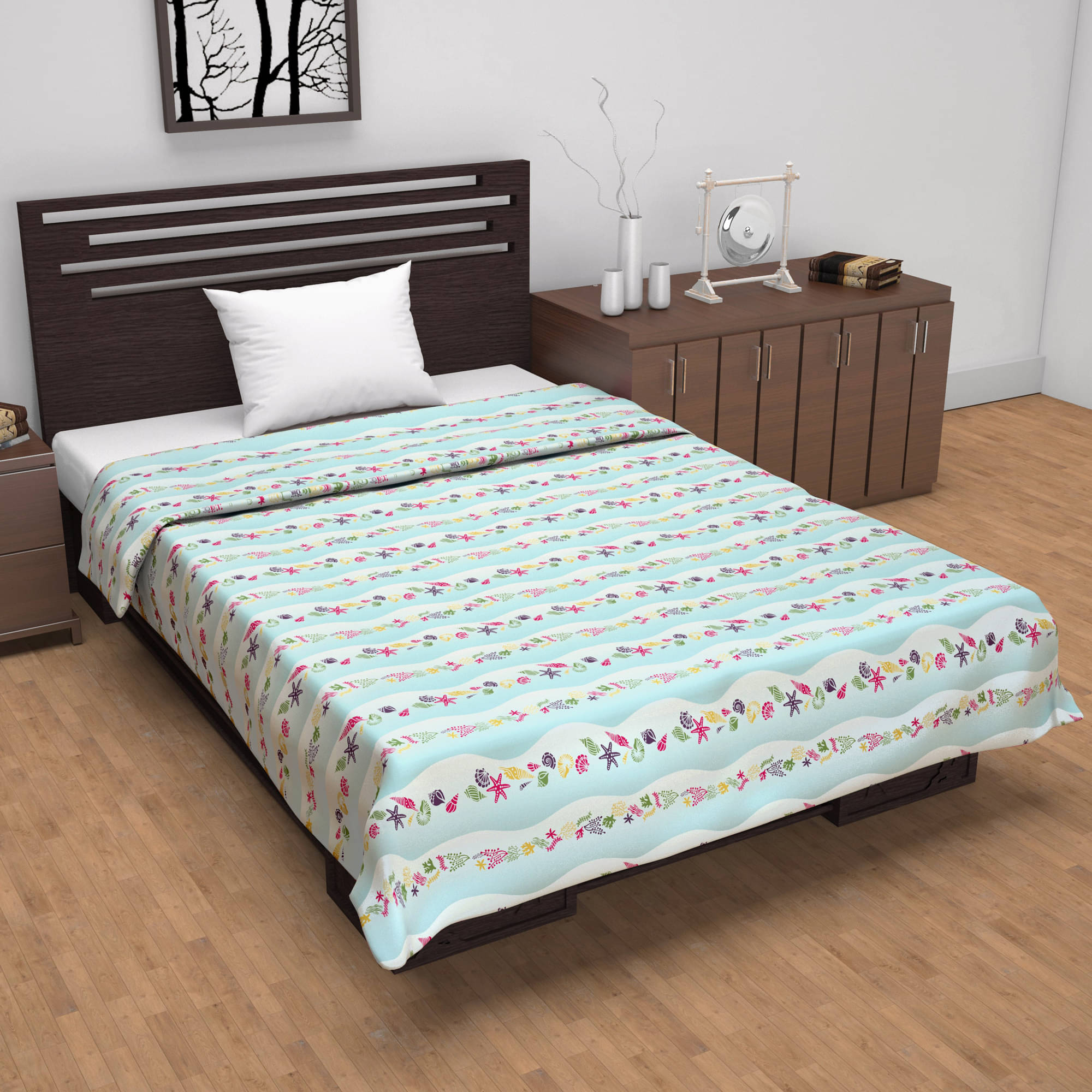 DIVINE CASA Cotton Floral Single Bed Blanket ( 210 cm x 140 cm ) - Blue ( Pack of 1 ) DIVINE CASA Cotton Floral Single Bed Blanket ( 210 cm x 140 cm ) - Blue ( Pack of 1 )