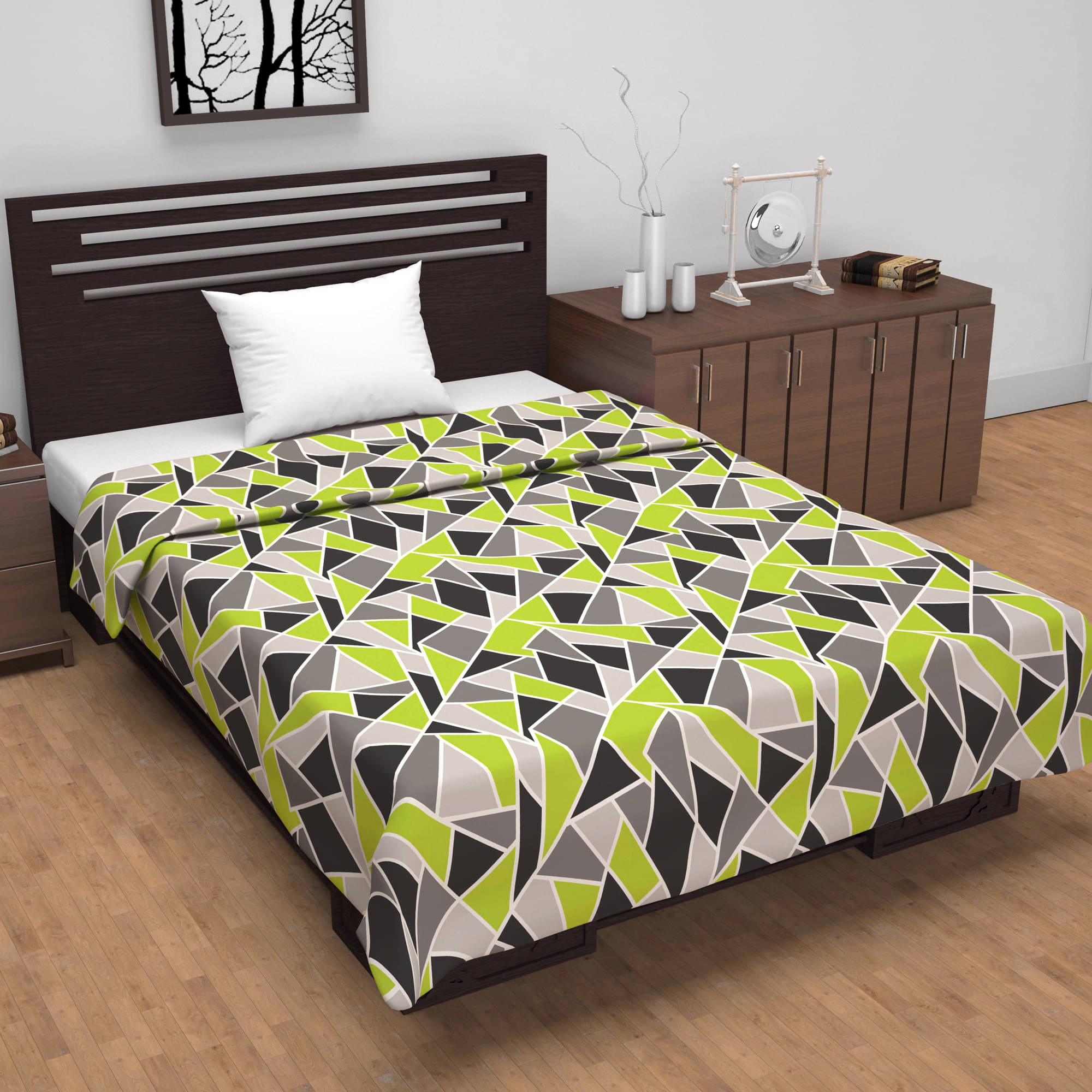     			DIVINE CASA Cotton Geometric Printed Single Bed Blanket ( 210 cm x 140 cm ) - Green ( Pack of 1 )