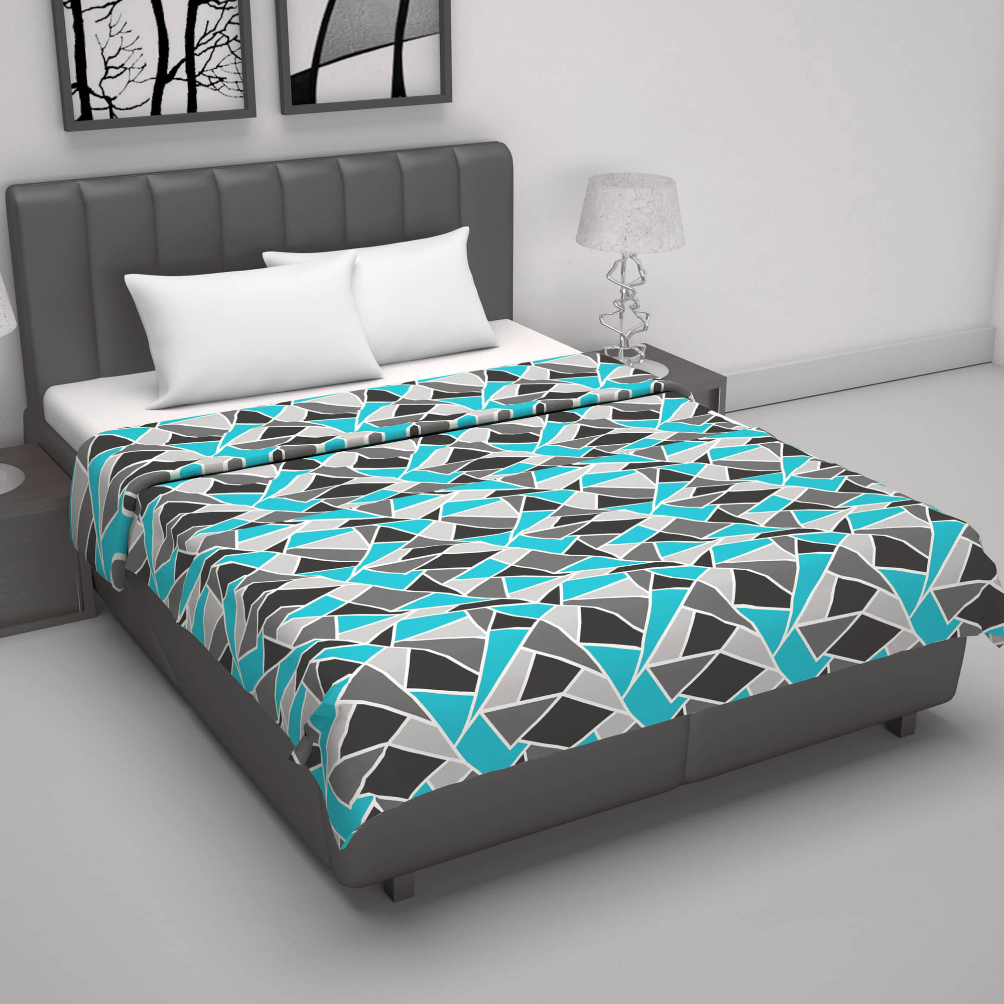 DIVINE CASA Cotton Geometric Printed Double Bed Blanket ( 220 cm x 205 cm ) - Teal ( Pack of 1 ) DIVINE CASA Cotton Geometric Printed Double Bed Blanket ( 220 cm x 205 cm ) - Teal ( Pack of 1 )