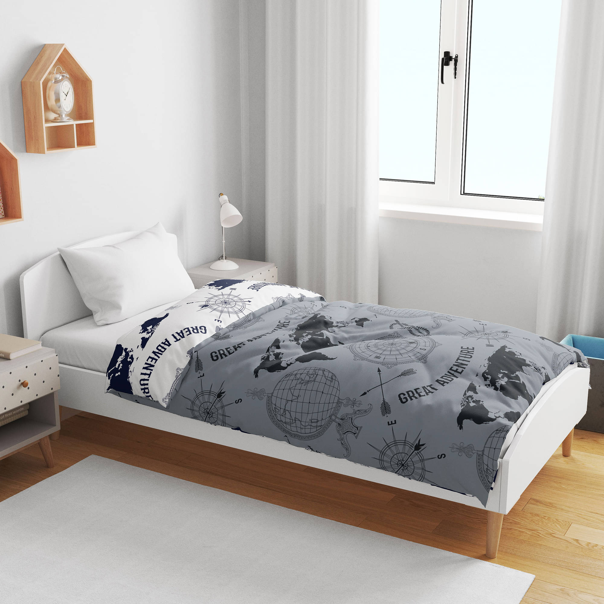 DIVINE CASA Polyester Abstract Single Size Kids Dohars - Grey ( Pack of 1 ) DIVINE CASA Polyester Abstract Single Size Kids Dohars - Grey ( Pack of 1 )