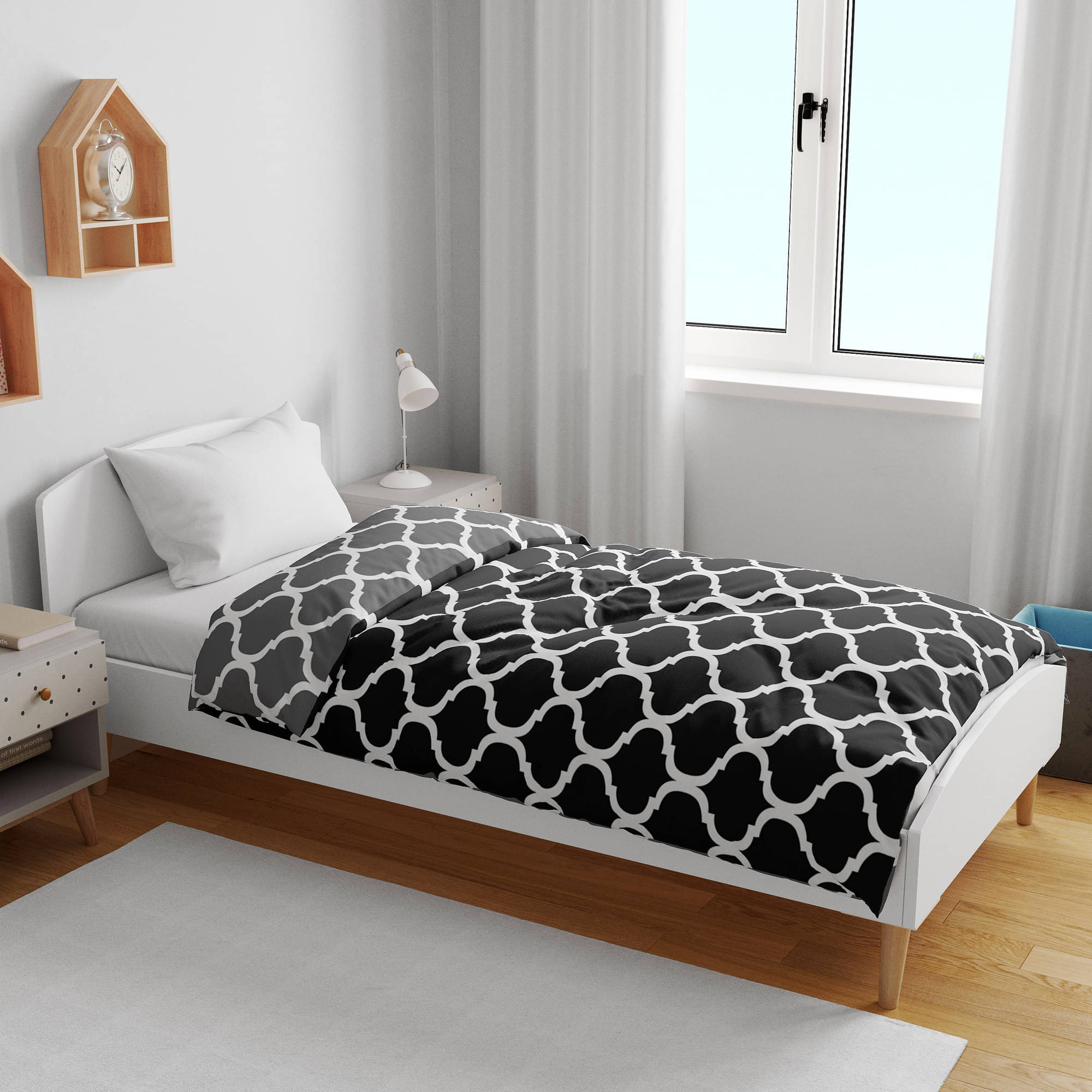 DIVINE CASA Polyester Abstract Single Size Kids Dohars - Black ( Pack of 1 )     			DIVINE CASA Polyester Abstract Single Size Kids Dohars - Black ( Pack of 1 )