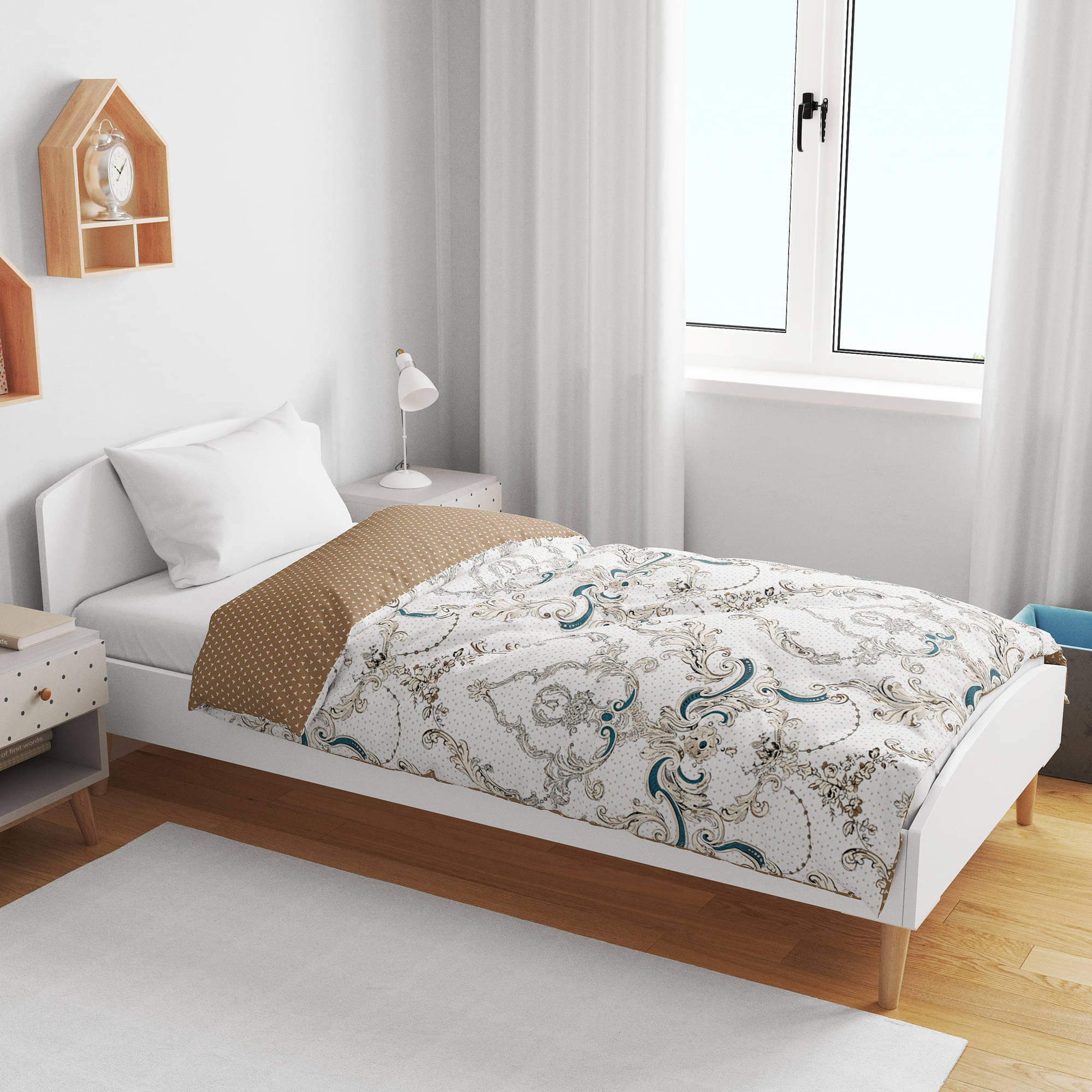     			DIVINE CASA Polyester Printed Single Size Kids Dohars - Beige ( Pack of 1 )