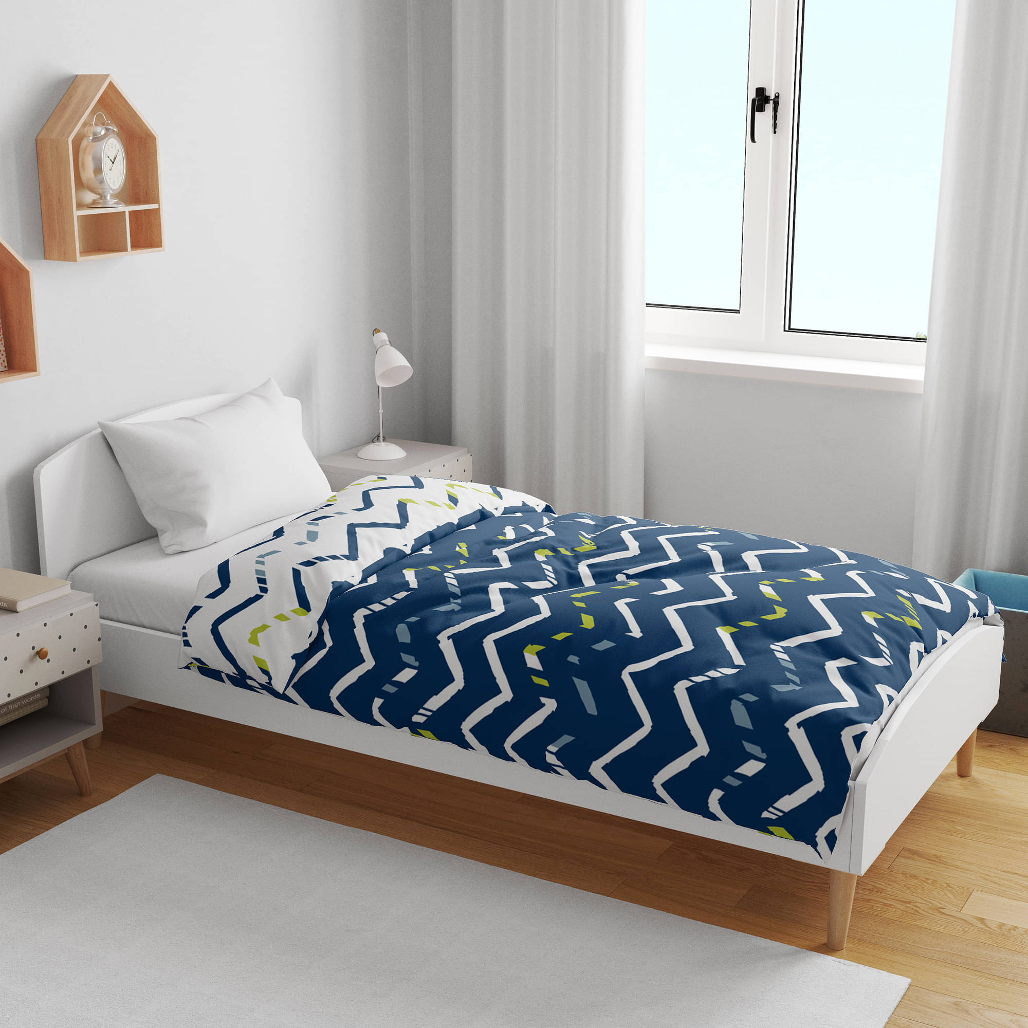 DIVINE CASA Polyester Stripes Single Size Kids Dohars - Blue ( Pack of 1 )     			DIVINE CASA Polyester Stripes Single Size Kids Dohars - Blue ( Pack of 1 )