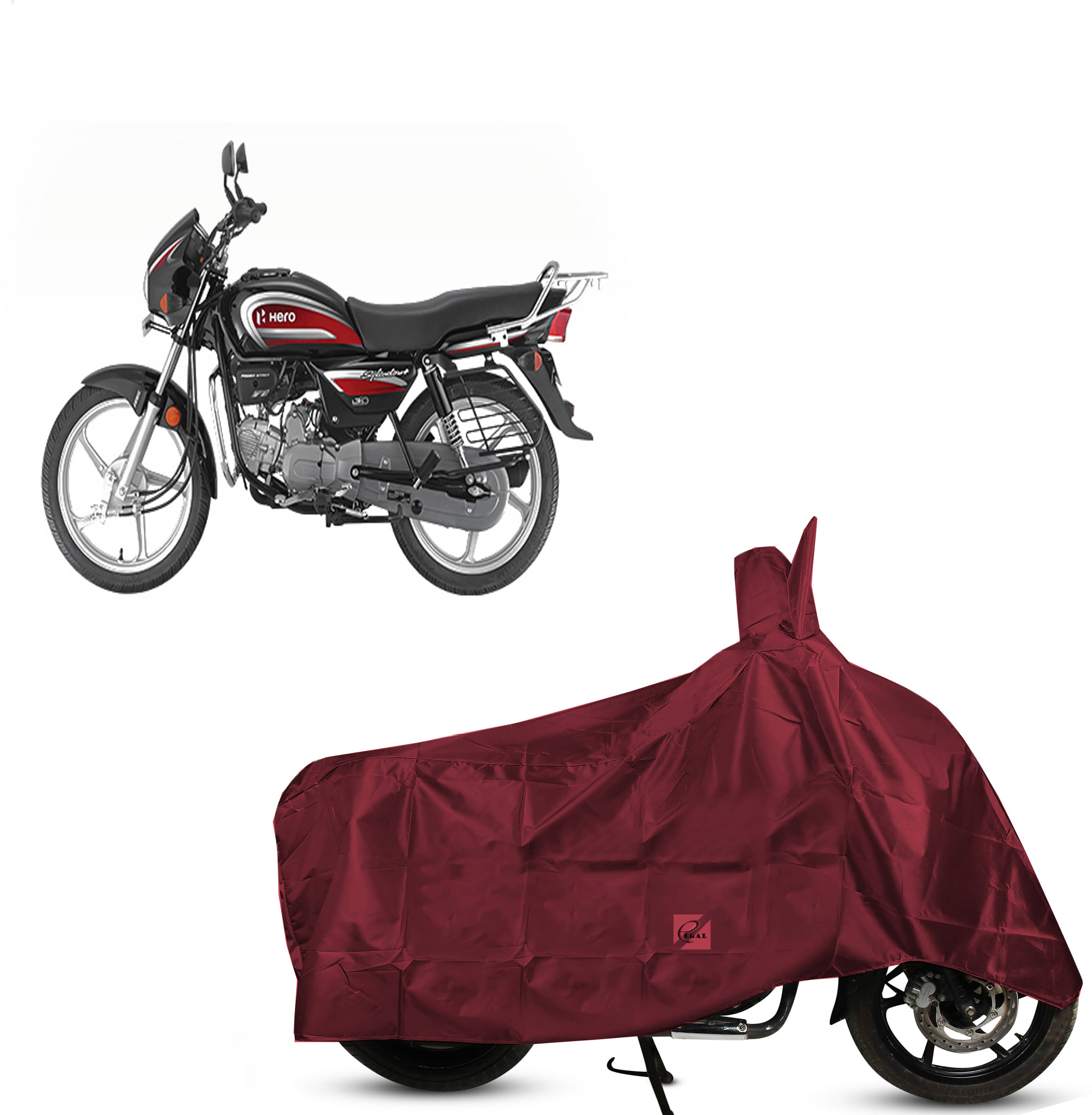 EGAL Bike Body Cover for Hero Hero Splendor+ New BS6 ( Pack of 1 ) , Maroon