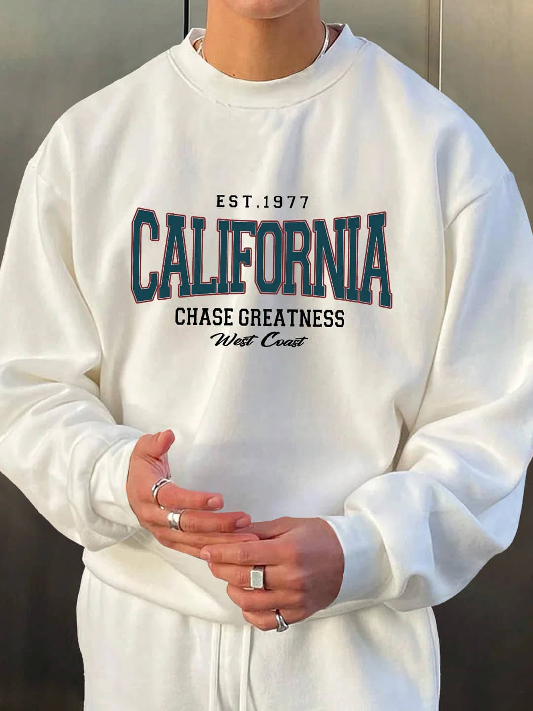 Eyebogler Fleece Round Neck Men's Sweatshirt - White ( Pack of 1 )