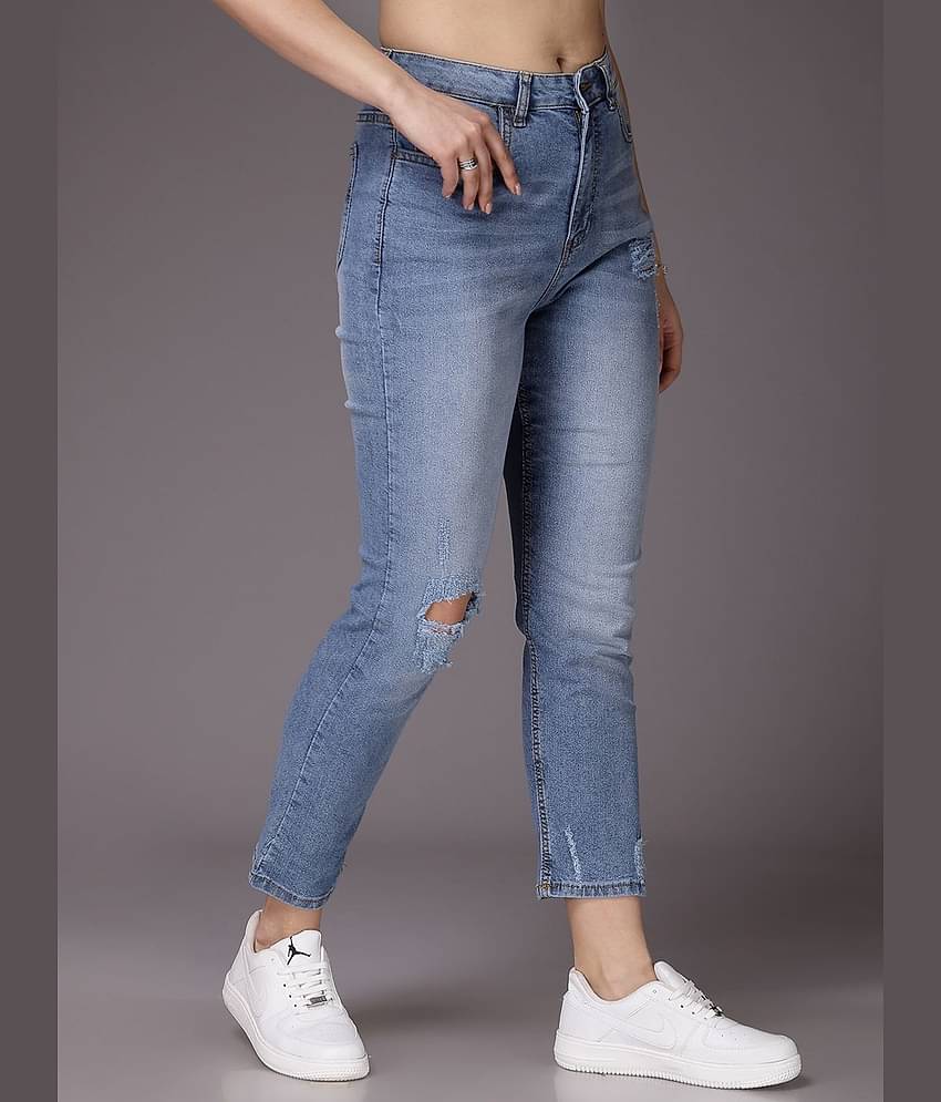 Freehand - Blue Cotton Blend Straight Fit Women's Jeans ( Pack of 1 )