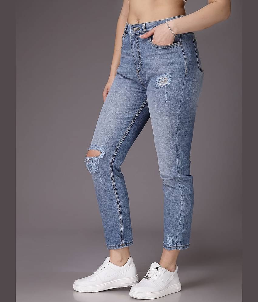 Freehand - Blue Cotton Blend Straight Fit Women's Jeans ( Pack of 1 )