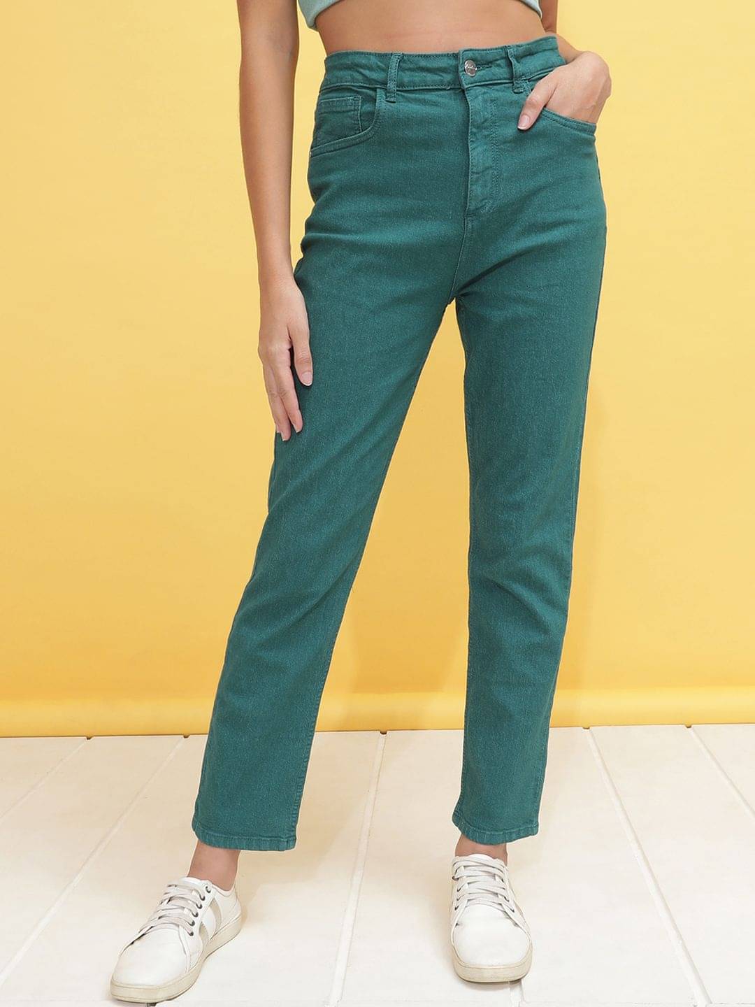     			Freehand - Green Cotton Blend Straight Fit Women's Jeans ( Pack of 1 )