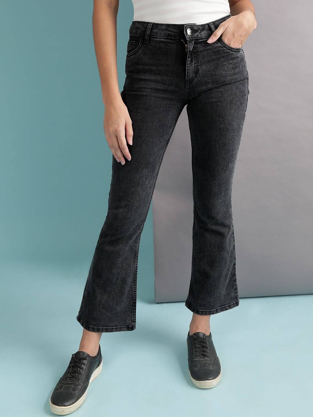     			Freehand - Grey Cotton Blend Bootcut Women's Jeans ( Pack of 1 )