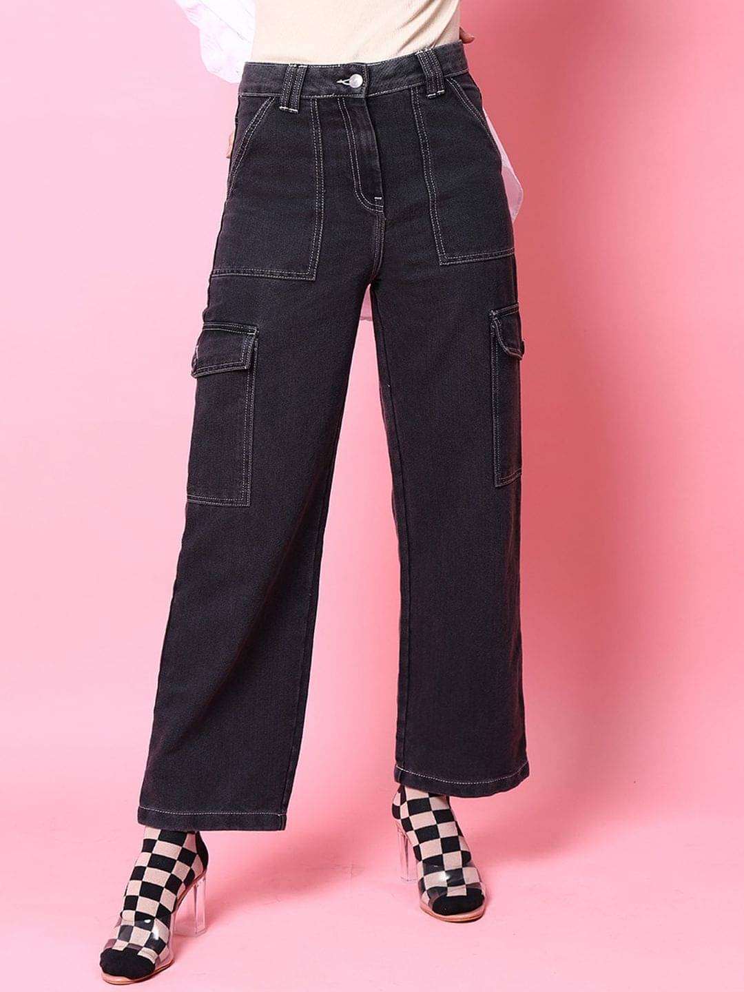     			Freehand - Grey Cotton Blend Flared Women's Jeans ( Pack of 1 )