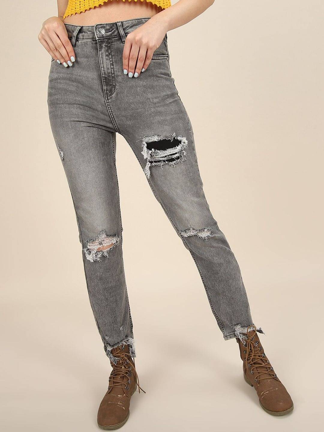     			Freehand - Grey Cotton Blend Straight Fit Women's Jeans ( Pack of 1 )