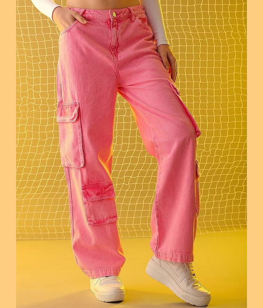 Freehand - Pink Cotton Regular Fit Women's Jeans ( Pack of 1 )