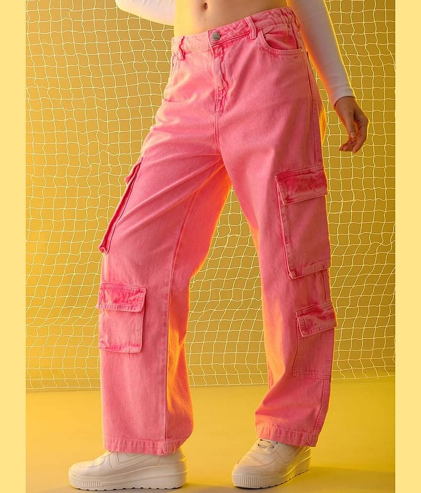 Freehand - Pink Cotton Regular Fit Women's Jeans ( Pack of 1 )