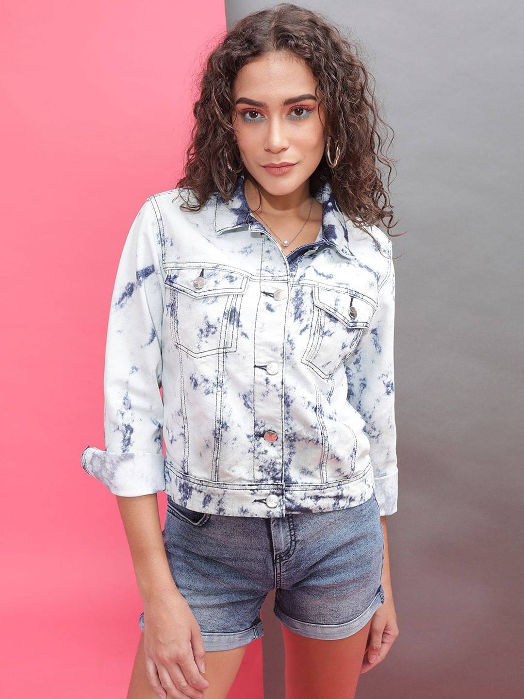     			Freehand - Poly Cotton White Denim Jacket