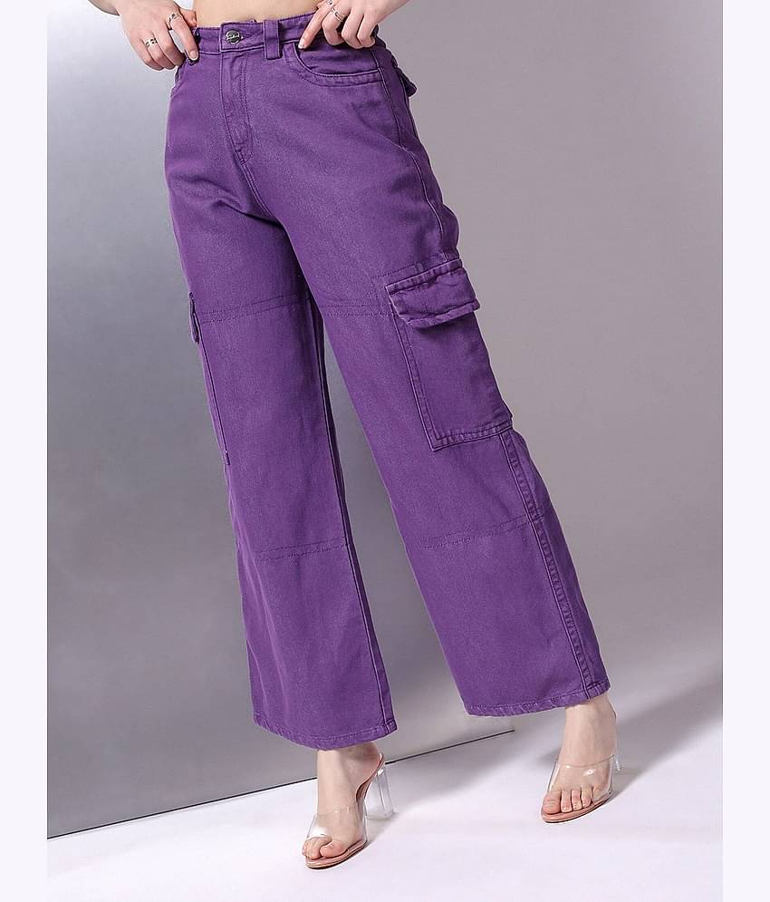 Freehand - Purple Cotton Blend Baggy Fit Women's Jeans ( Pack of 1 )