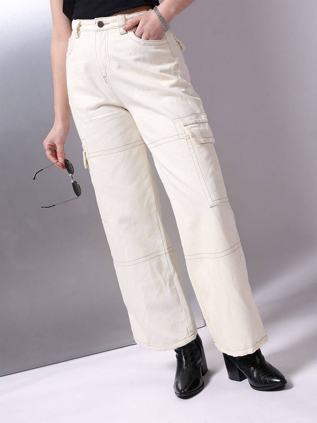     			Freehand - White Cotton Blend Baggy Fit Women's Jeans ( Pack of 1 )