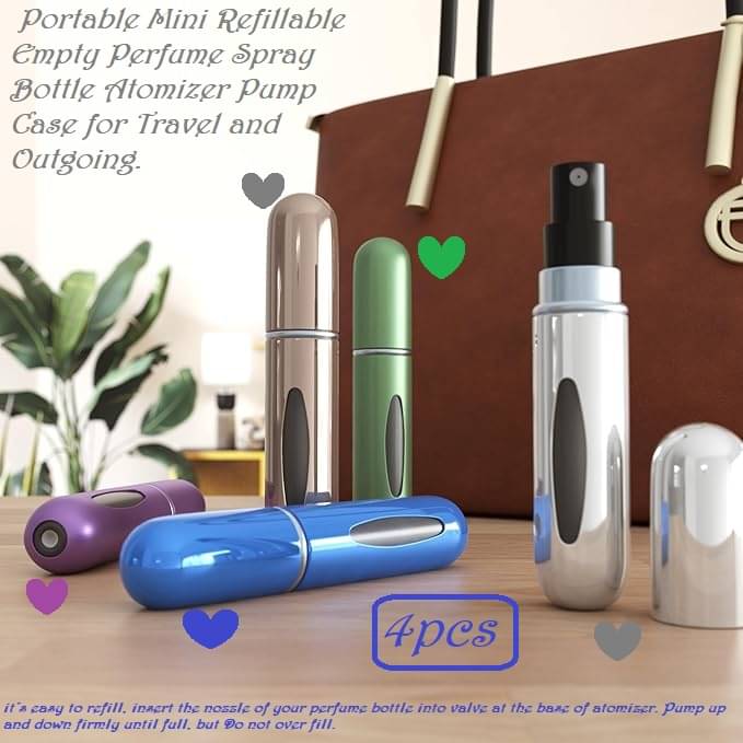     			Portable Perfume Spray Container Bottle, Travel Perfume Scent Pump Case Empty Spray Bottle for Traveling and Outgoing (pack of 4)