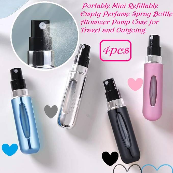     			Portable Perfume Spray Container Bottle, Travel Perfume Scent Pump Case Empty Spray Bottle for Traveling and Outgoing (pack of 4)