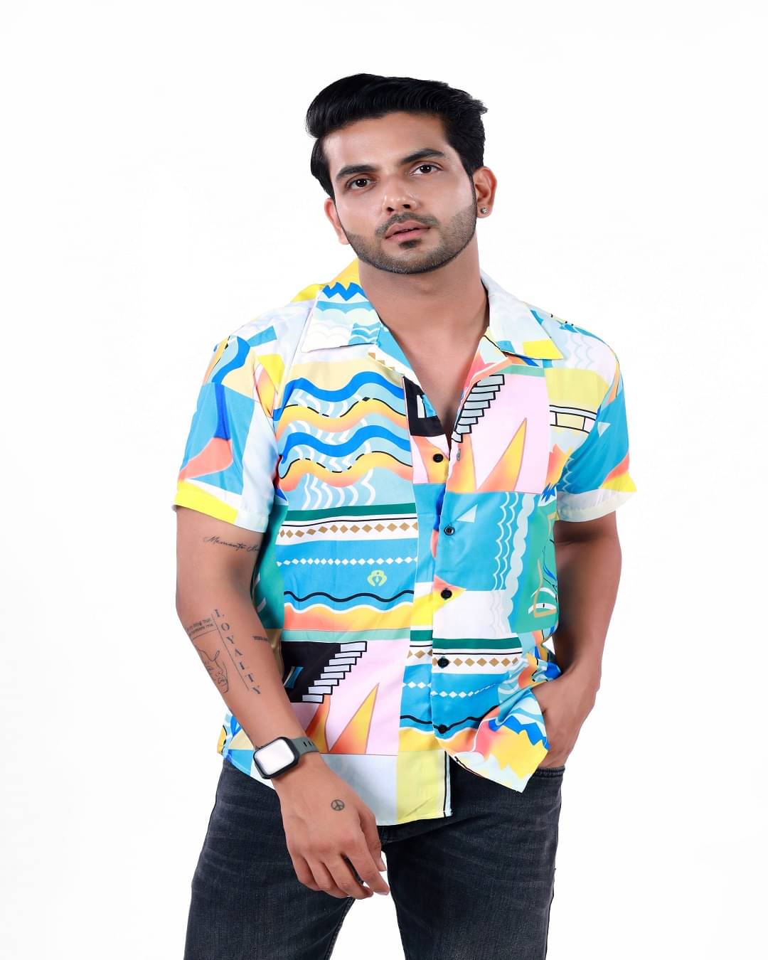 HARPITA Rayon Regular Fit Printed Half Sleeves Men's Casual Shirt - Multicolor ( Pack of 1 ) HARPITA Rayon Regular Fit Printed Half Sleeves Men's Casual Shirt - Multicolor ( Pack of 1 )