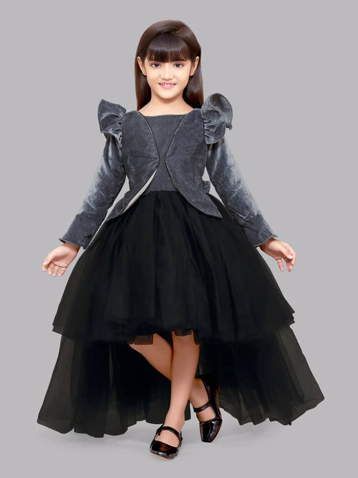 Hikuj Velvet Gown For Girls ( Pack of 1 , Black ) Hikuj Velvet Gown For Girls ( Pack of 1 , Black )