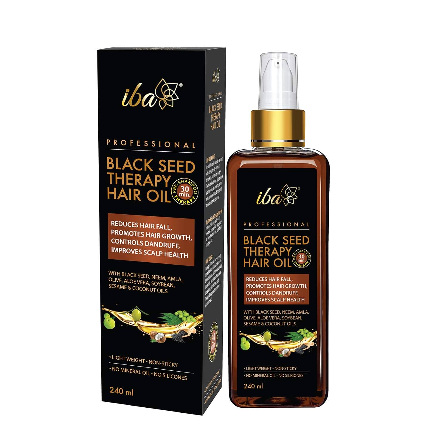     			Iba Professional Black Seed Therapy Hair Oil, 240ml , Lightweight, Non Sticky & Mineral Oil Free, (Pack of 1)