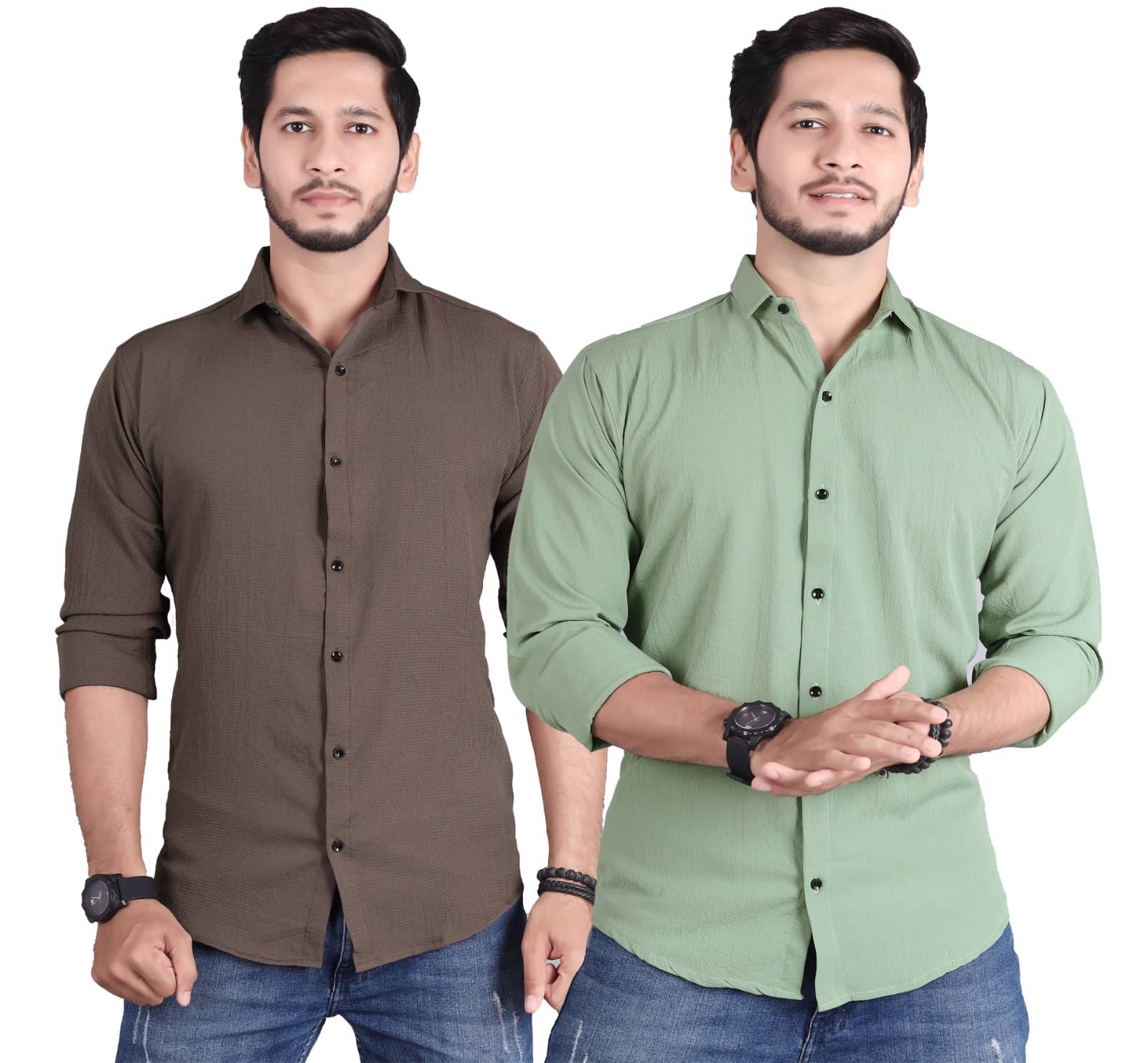 JEEVAAN - THE PERFECT FASHION Cotton Blend Slim Fit Solids Full Sleeves Men's Casual Shirt - Multi ( Pack of 2 )