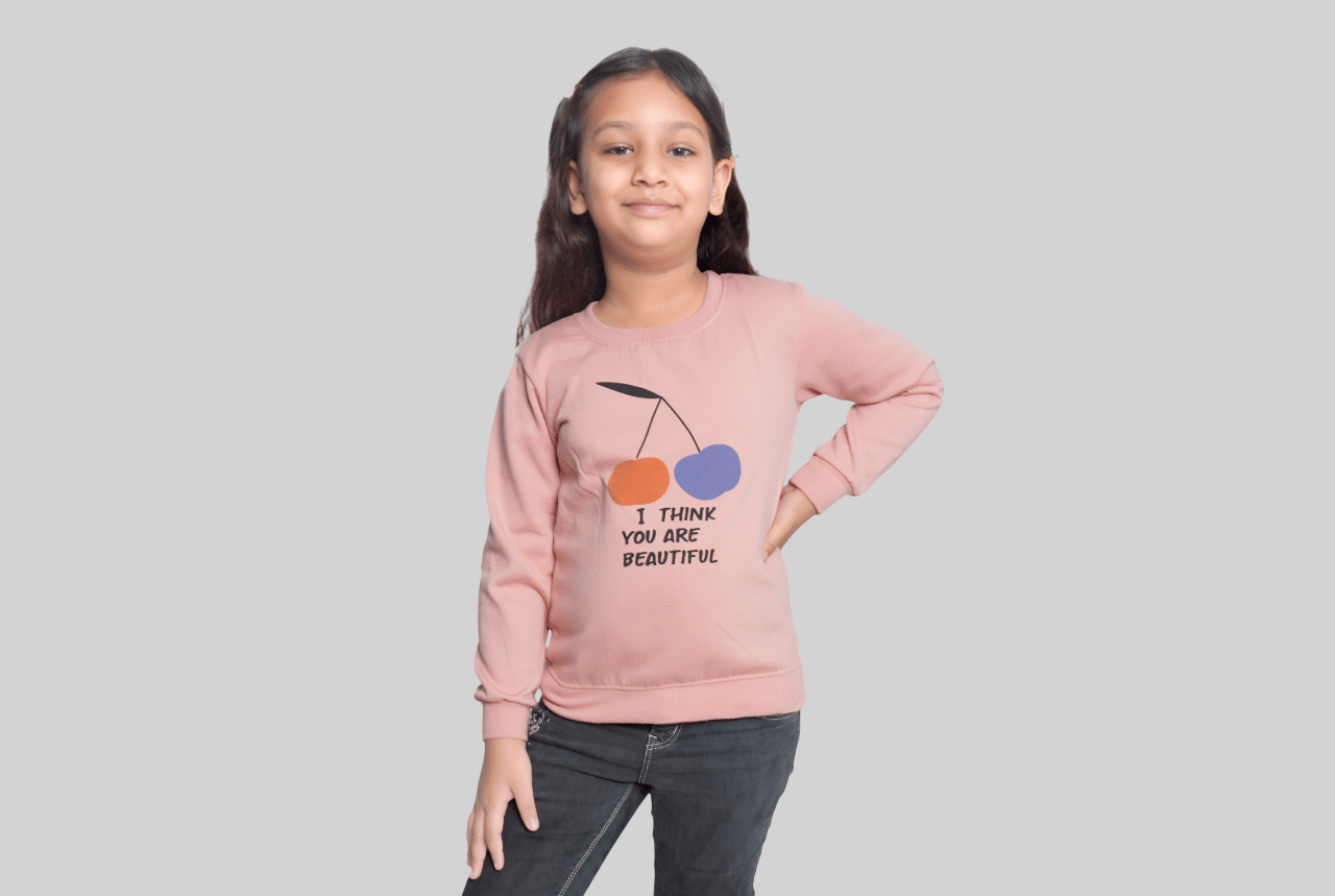     			Kidzee Kingdom Pack of 1 Girls Cotton Sweatshirt ( Light Pink )