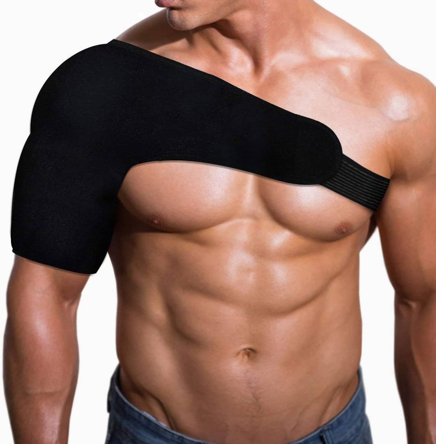     			Musclefit Adjustable Neoprene Stretch Compression Shoulder Support Pad For Dislocation, Tendonitis (Black)