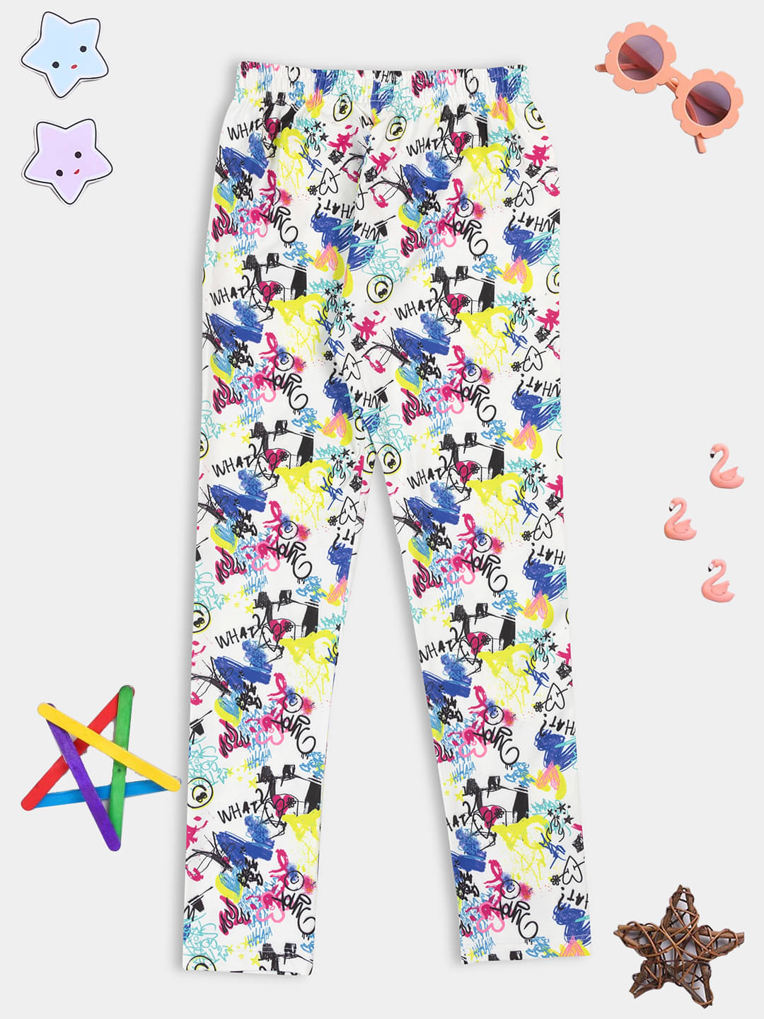 PAMPOLINA Pack of 1 Girls Cotton Blend Trousers ( White )     			PAMPOLINA Pack of 1 Girls Cotton Blend Trousers ( White )