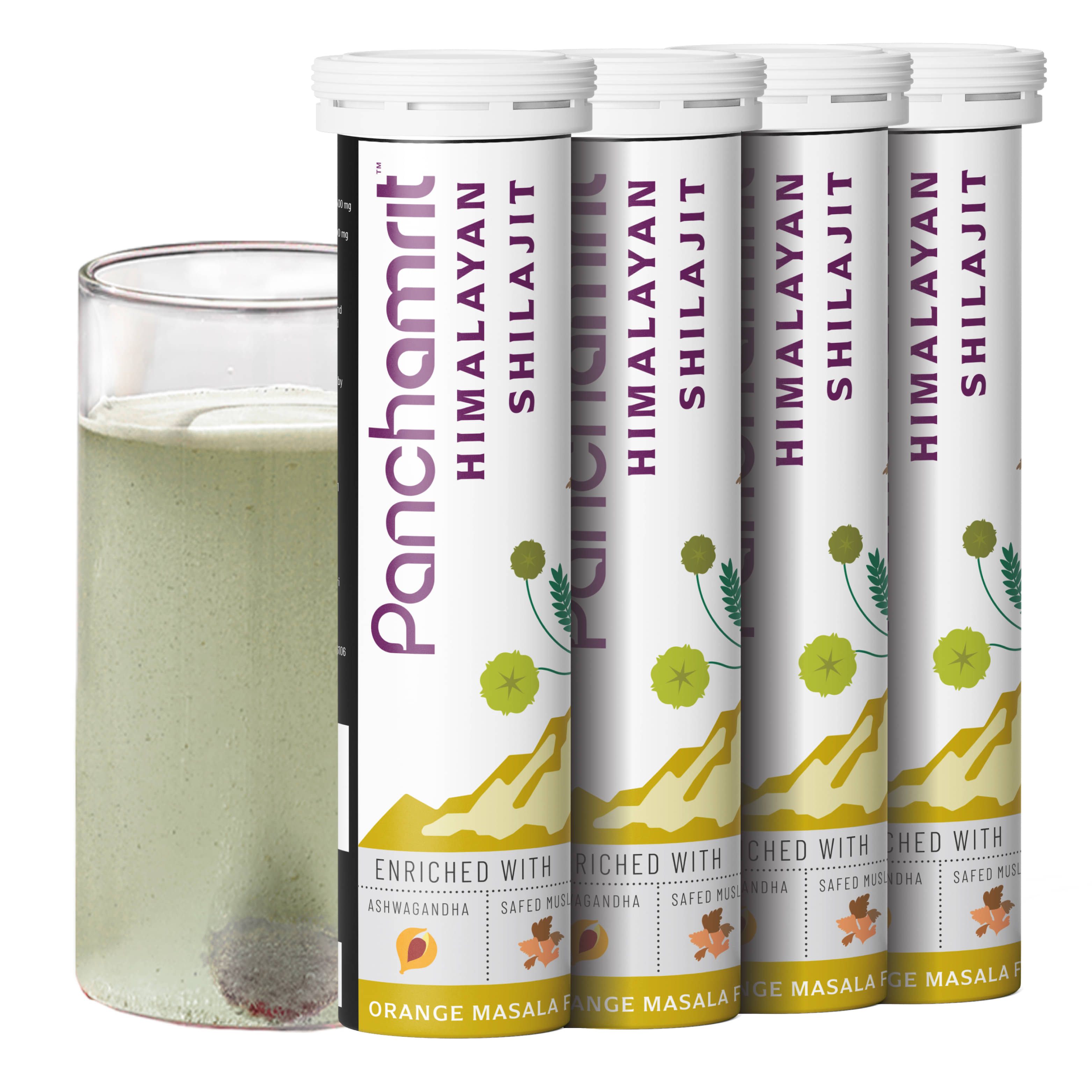     			Panchamrit Himalayan Shilajit 600mg Effervescent | Helps Boost Stamina & Performance, Improves Muscle Recovery |Enriched with Ashwagandha, Kaunch Beej, Safed Musli | 15 Tablets (Pack of 4)