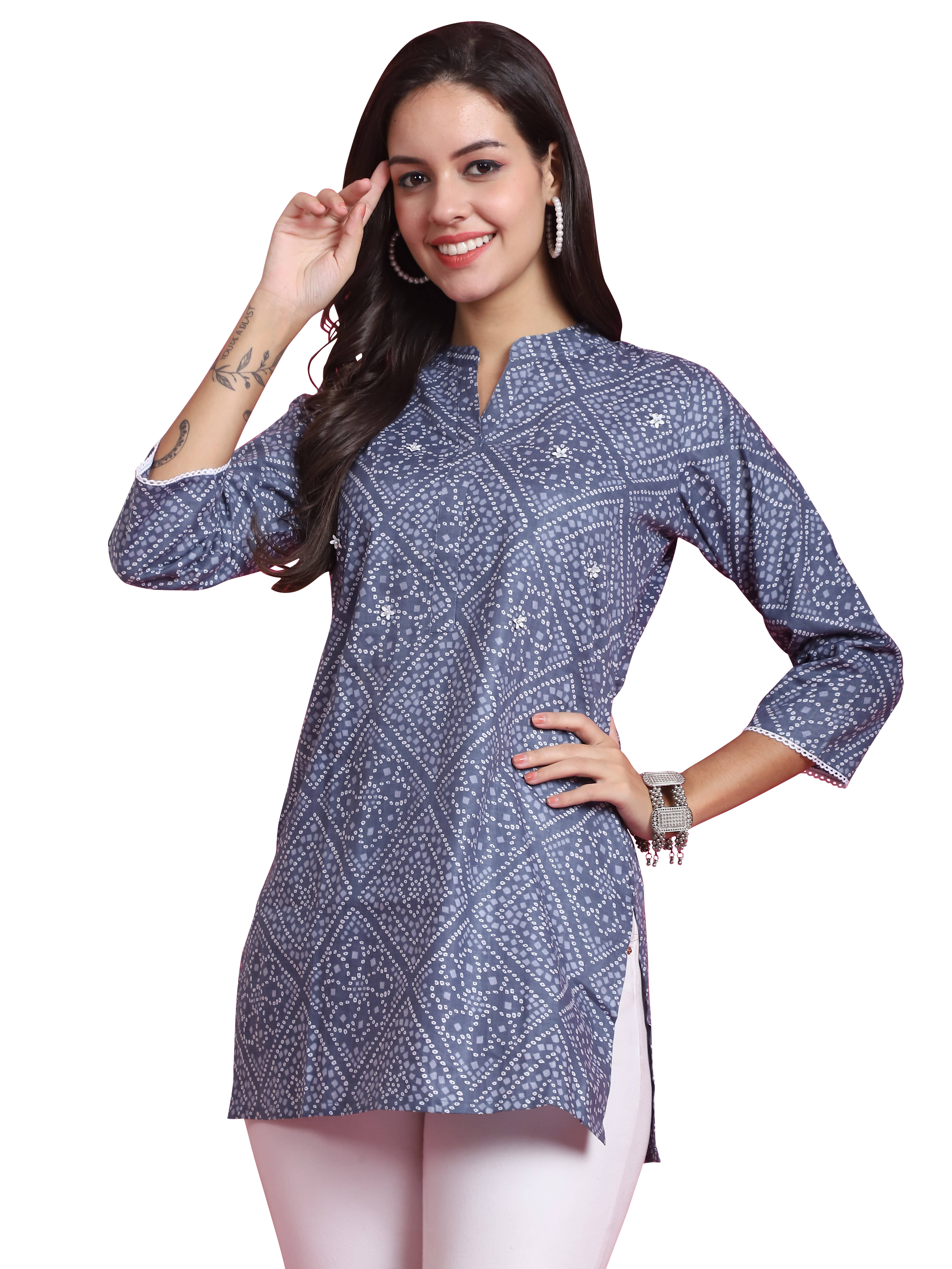 Rajnandini Grey Cotton Women's Tunic ( Pack of 1 ) Rajnandini Grey Cotton Women's Tunic ( Pack of 1 )