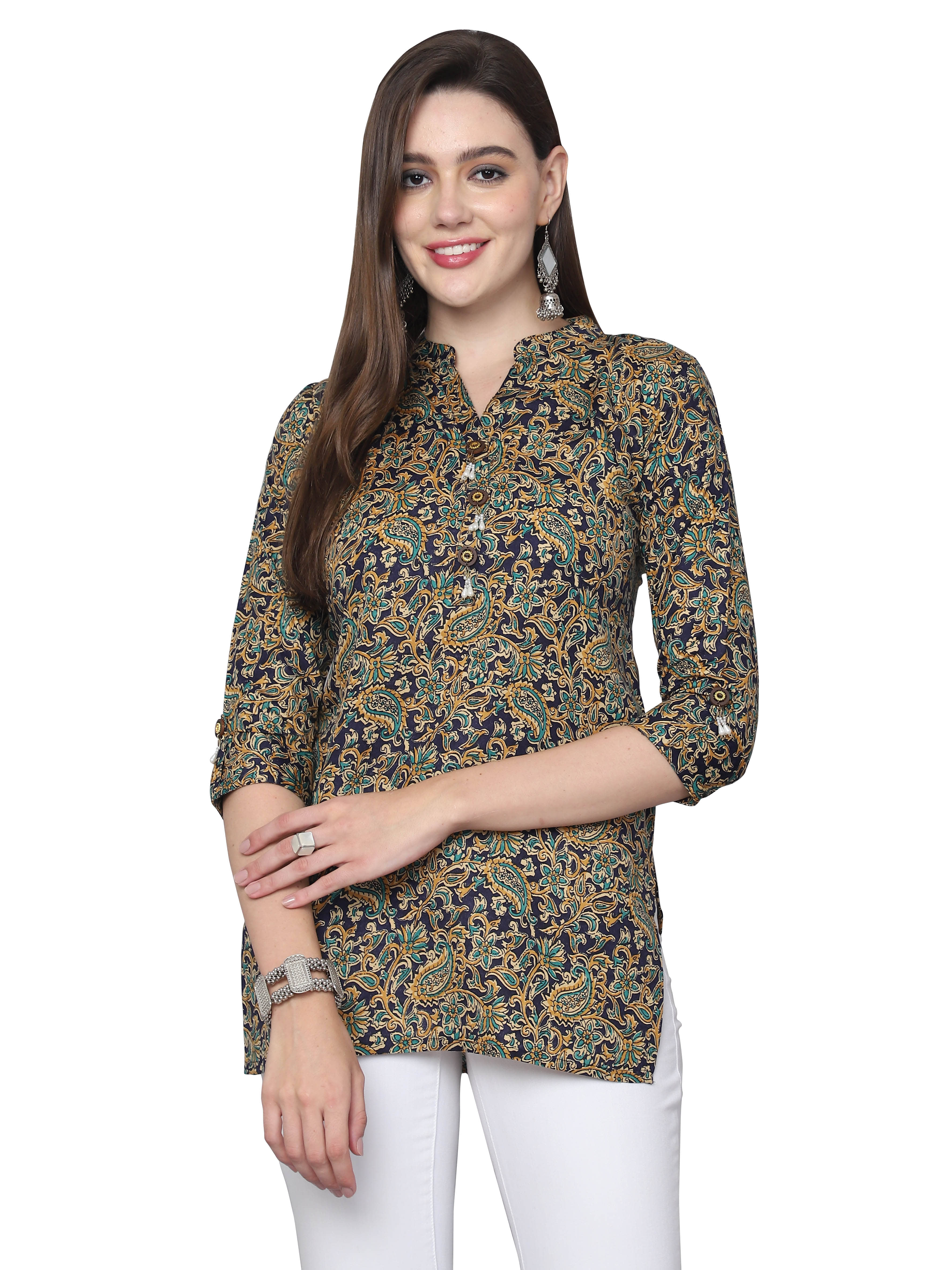 Cotton Blend Short Kurti For Women (Pack of 1) - Kurtis, Tunics | Buy online on ZillyBuy