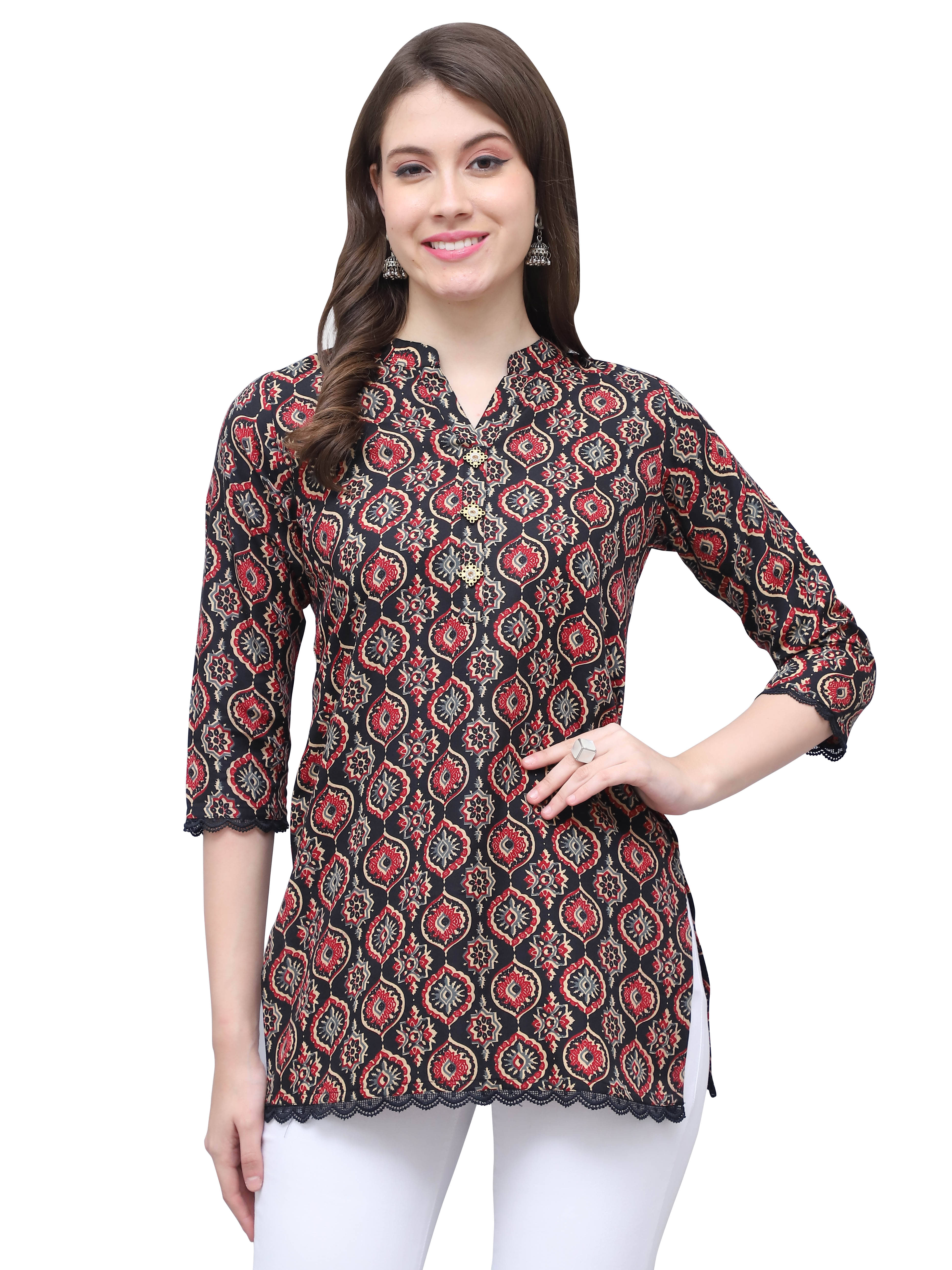 Cotton Blend Short Kurti For Women (Pack of 1) - Kurtis, Tunics | Buy online on ZillyBuy