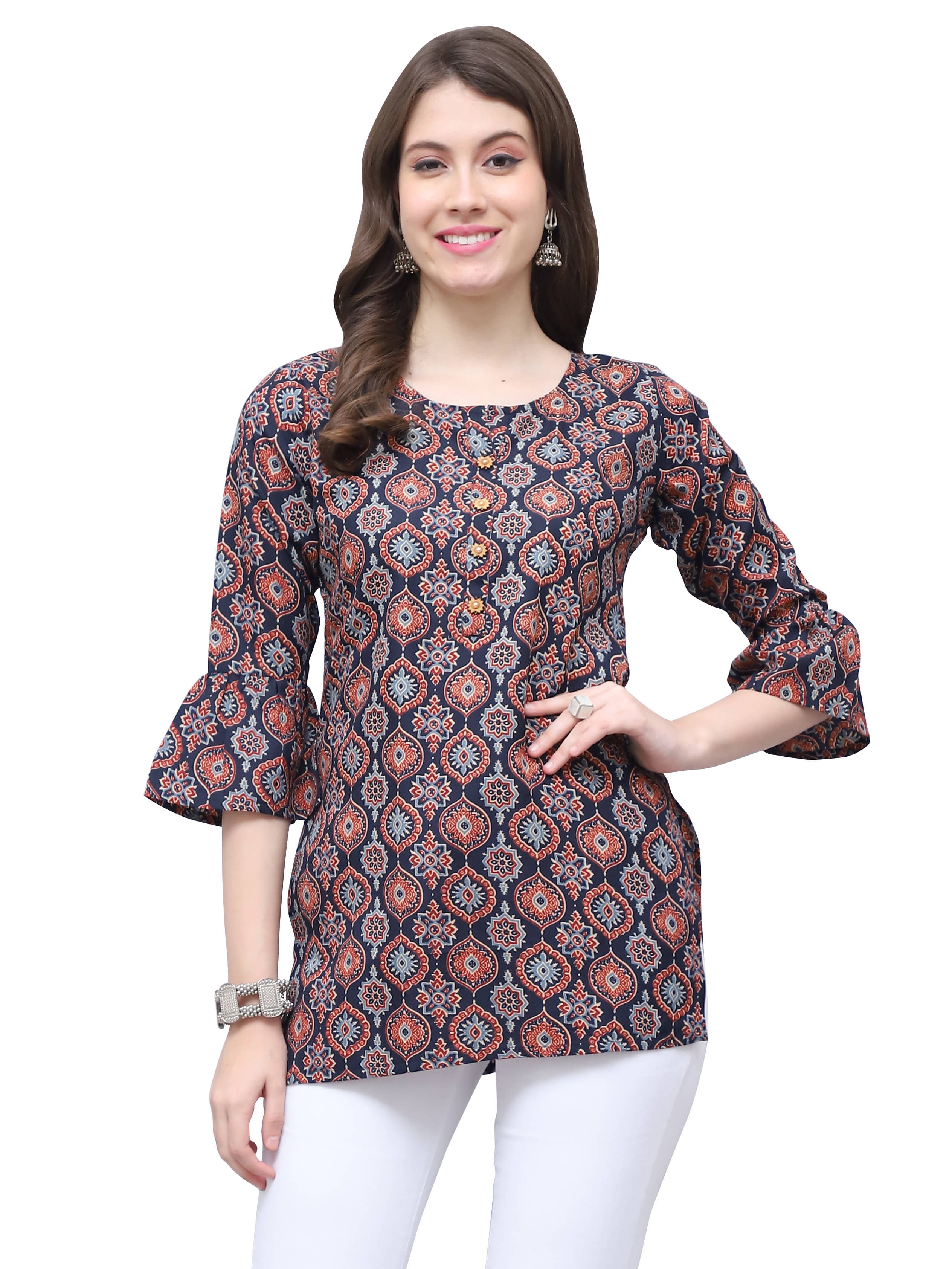 Cotton Blend Short Kurti For Women (Pack of 1) Cotton Blend Short Kurti For Women (Pack of 1)