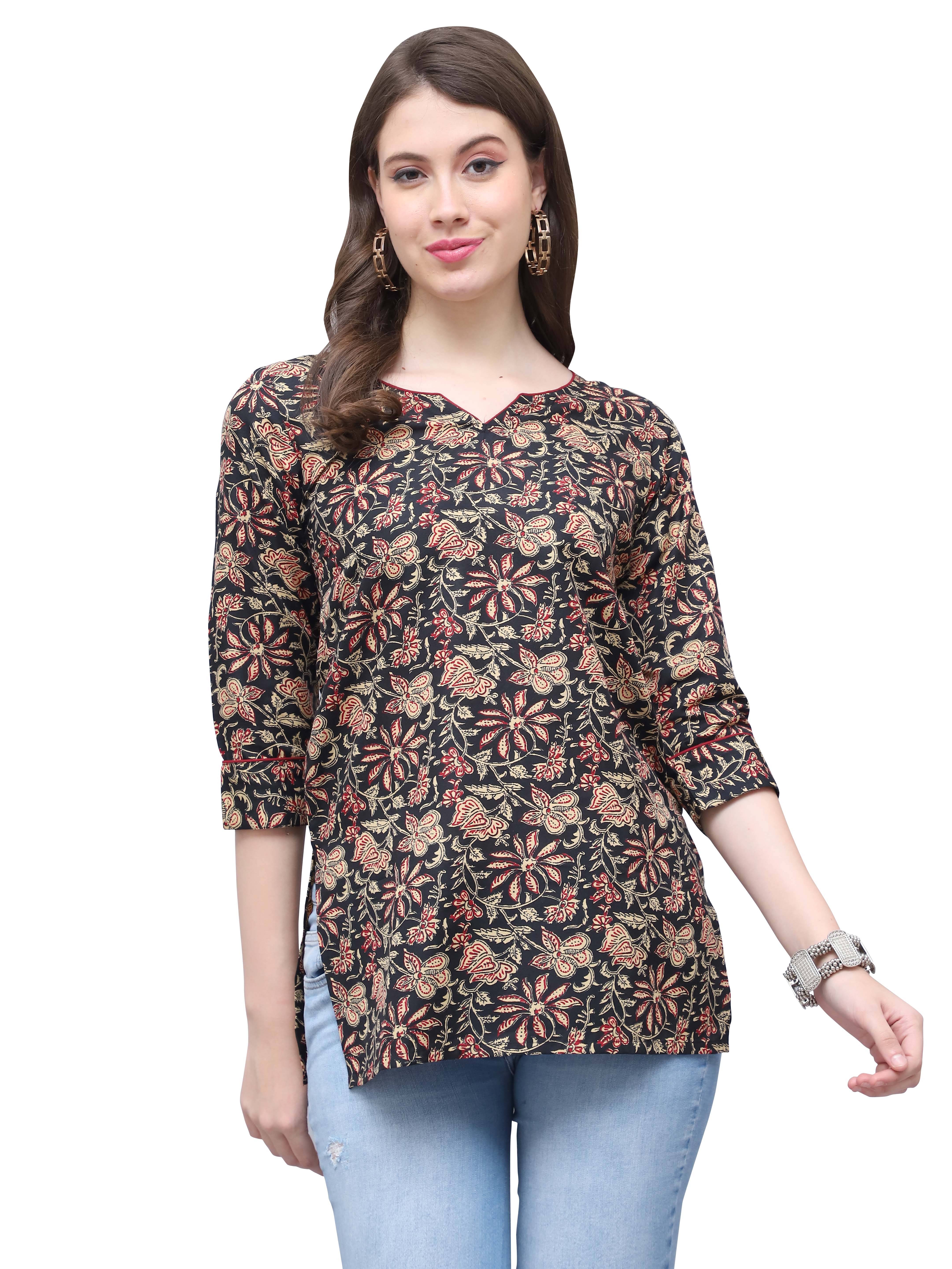 Cotton Blend Short Kurti For Women (Pack of 1) Cotton Blend Short Kurti For Women (Pack of 1)
