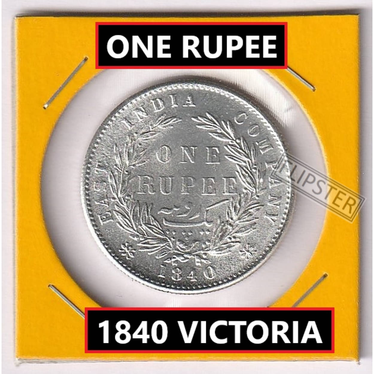     			Rare 1 Rupee 1840 Victoria,  Continuous Issue - old British India Silverplated Coin Collection