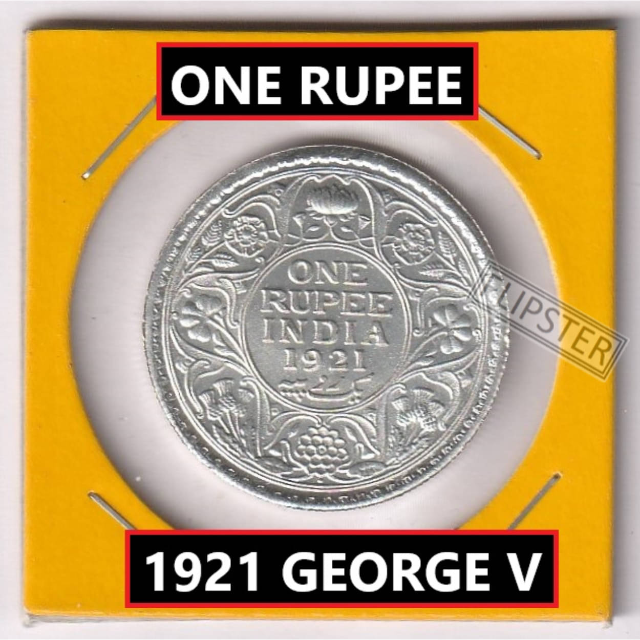     			Rare 1 Rupee 1921 King George 5th, old British India Silverplated Coin Collection