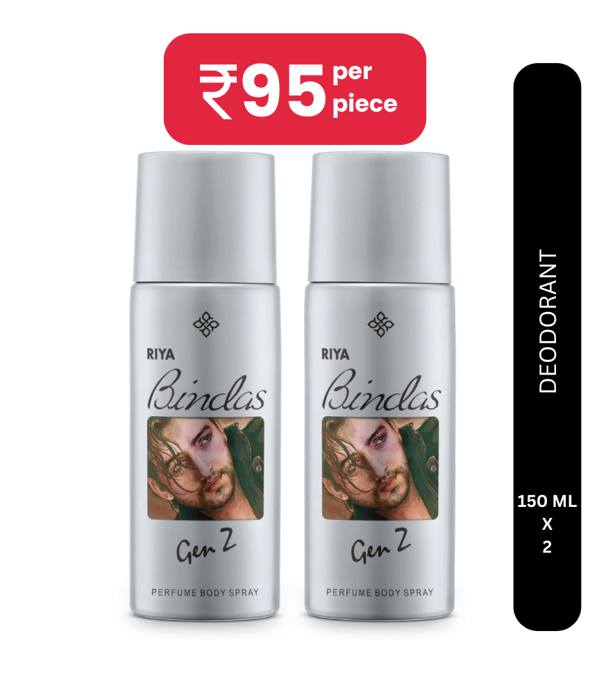 Riya Grey Bindas Gen Z Deodorant Spray for Men 300 ml ( Pack of 2 ) Riya Grey Bindas Gen Z Deodorant Spray for Men 300 ml ( Pack of 2 )