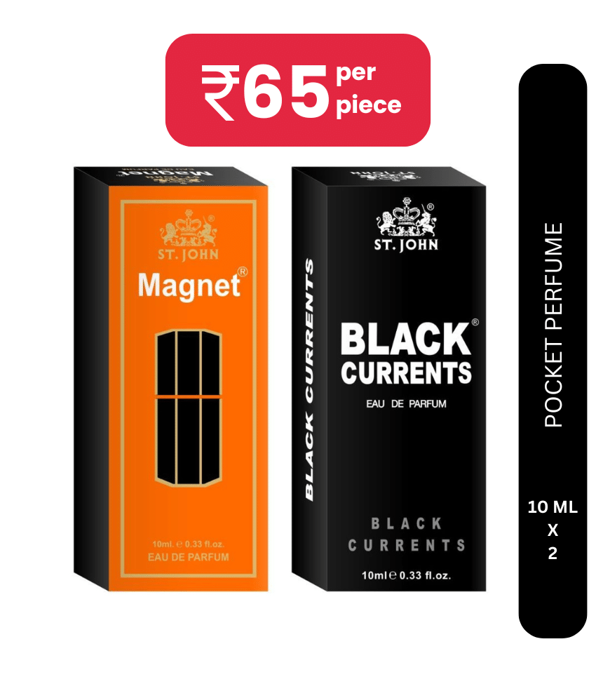 ST.JOHN Cobra Magnet & Black Currents Long Lasting Pocket Perfume For Men 10ml (20ml) - Pack of 2 ST.JOHN Cobra Magnet & Black Currents Long Lasting Pocket Perfume For Men 10ml (20ml) - Pack of 2