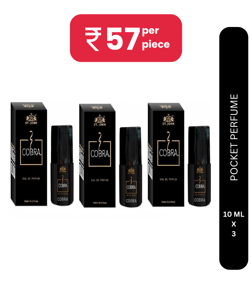 ST.JOHN Cobra Perfume 10ml Long Lasting Pocket Perfume For Men 10ml Each (30ml) - Pack of 3