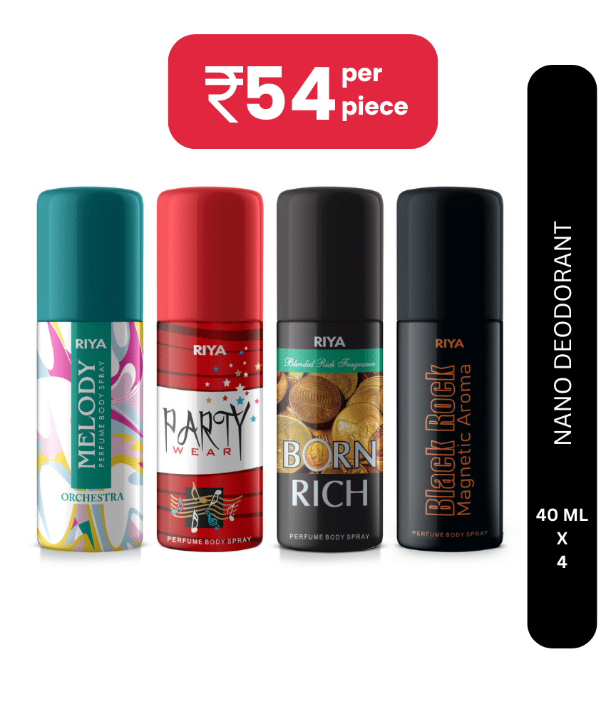 Riya Melody, Thunder Heart, Born Rich, Black rock Deodorant For Men & Women 40 ml Each, Pack of 4