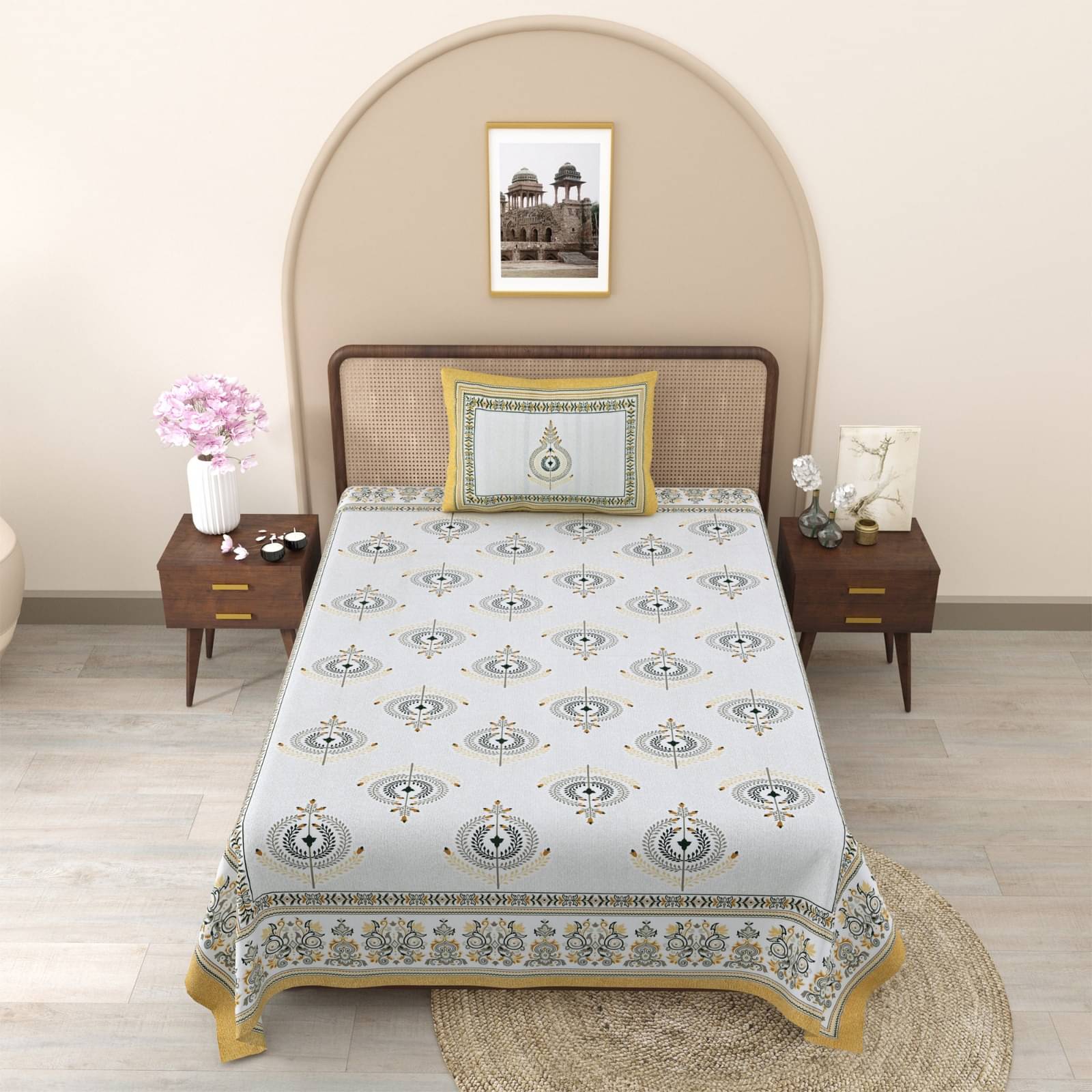 Shubastik Cotton 1 Single Bedsheet with 1 Pillow Cover ( Yellow ) Shubastik Cotton 1 Single Bedsheet with 1 Pillow Cover ( Yellow )