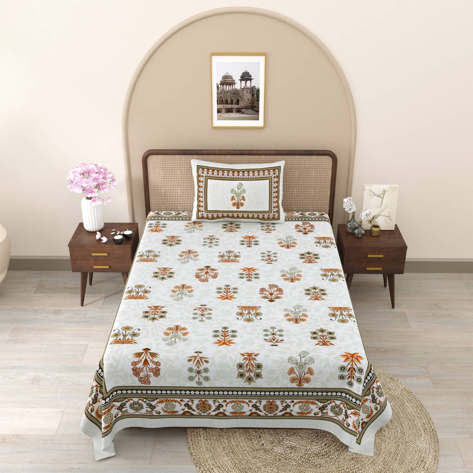     			Shubastik Cotton 1 Single Bedsheet with 1 Pillow Cover ( Brown )